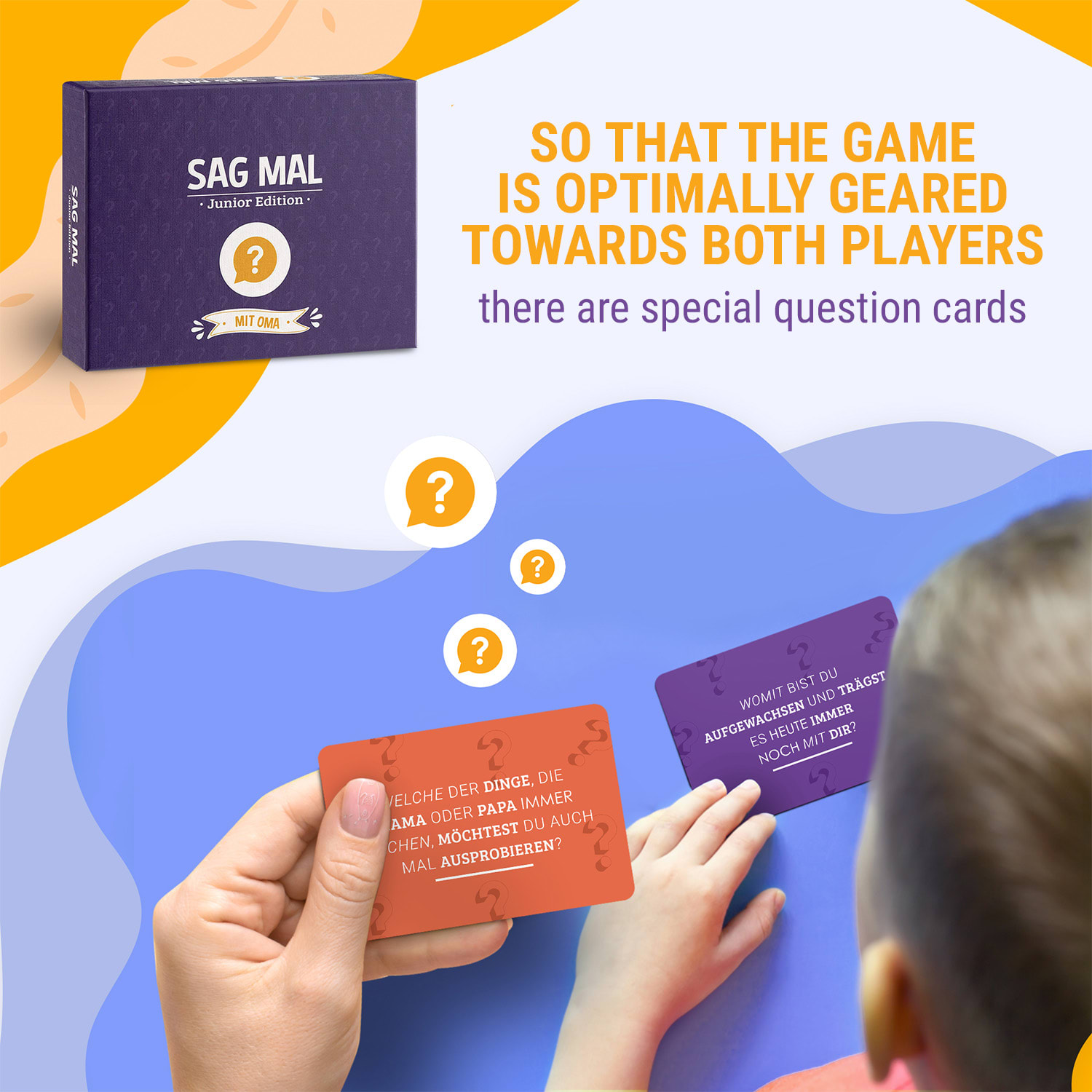 Sag mal... mit Oma – Junior Edition poznávací hra 100+ otázek Hráči:  2+ Věk: od 8 let 