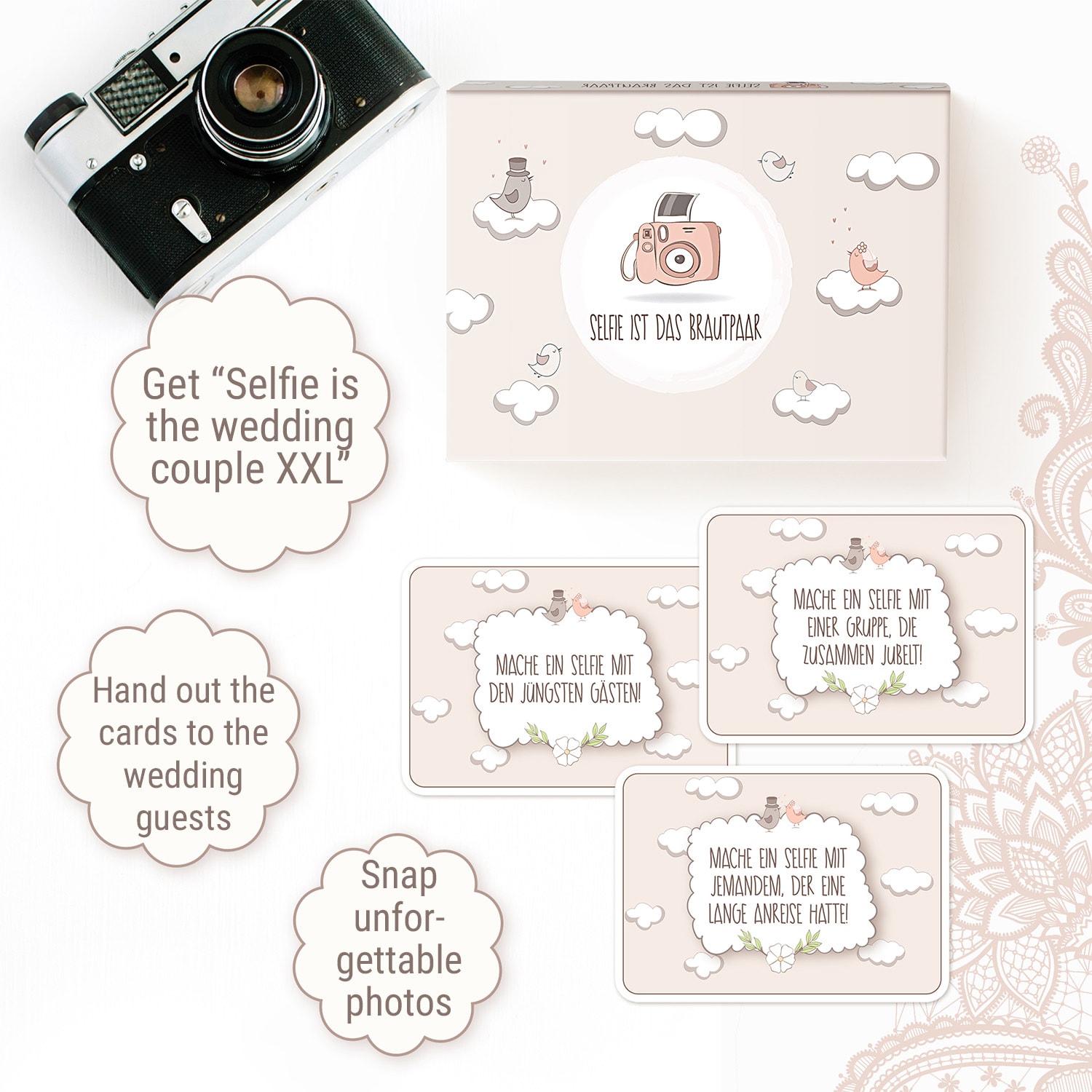 Selfie ist das Brautpaar XXL Svatební hra Cognitive game 112  karet 