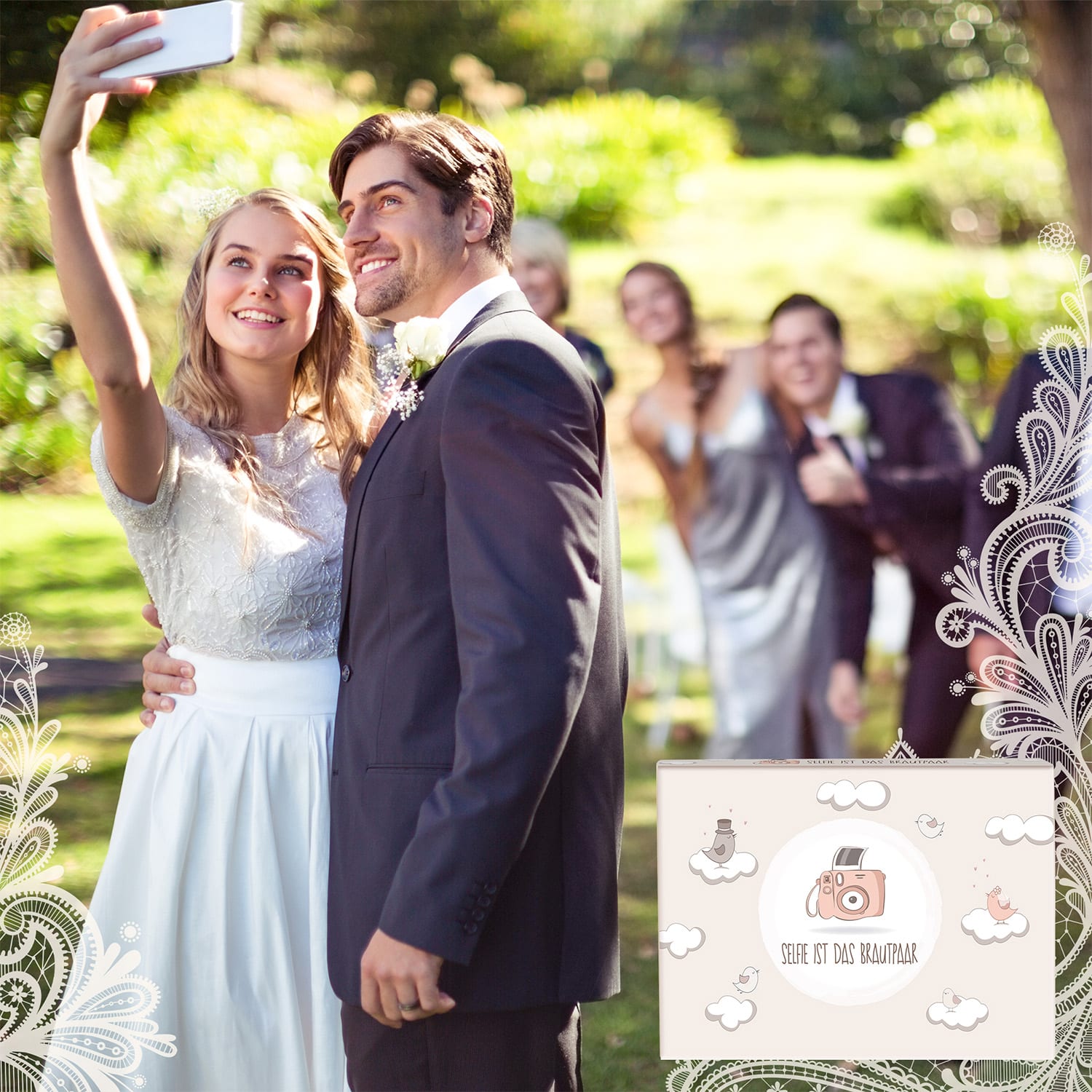 Selfie ist das Brautpaar XXL Svatební hra Cognitive game 112  karet 
