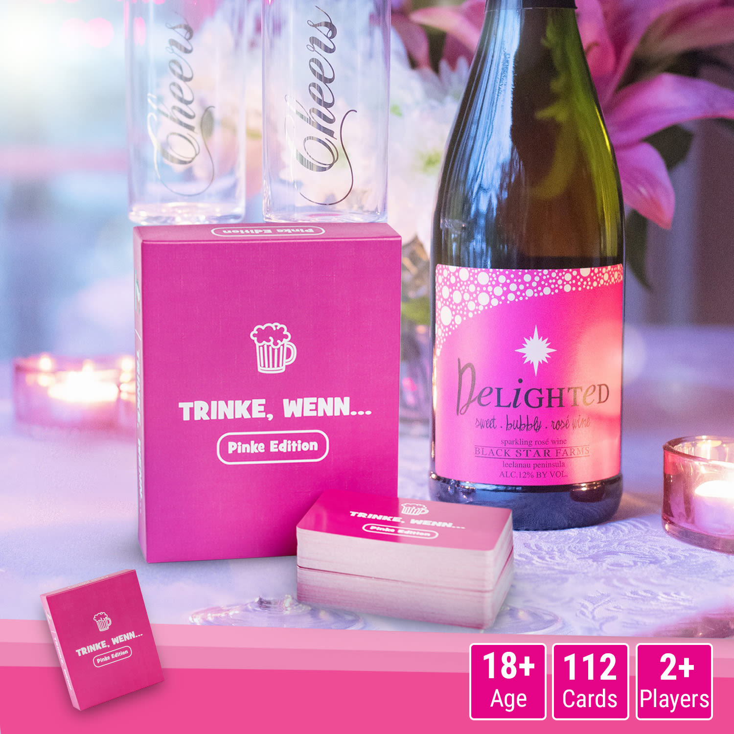Trinke wenn... Pinke Edition Igra za piće 100+ pitanja Broj igrača: 2+ Dob: od 18