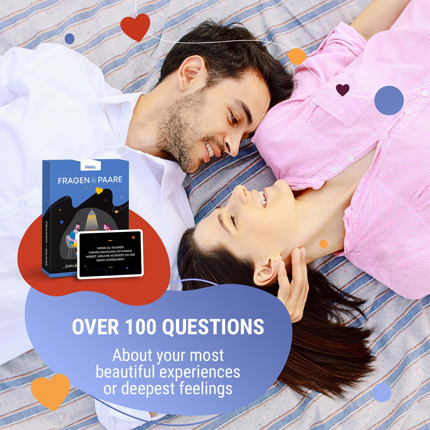 Fragen für Paare ... zum Lächeln Kartaška igra za parove sa 100 uzbudljivih pitanja