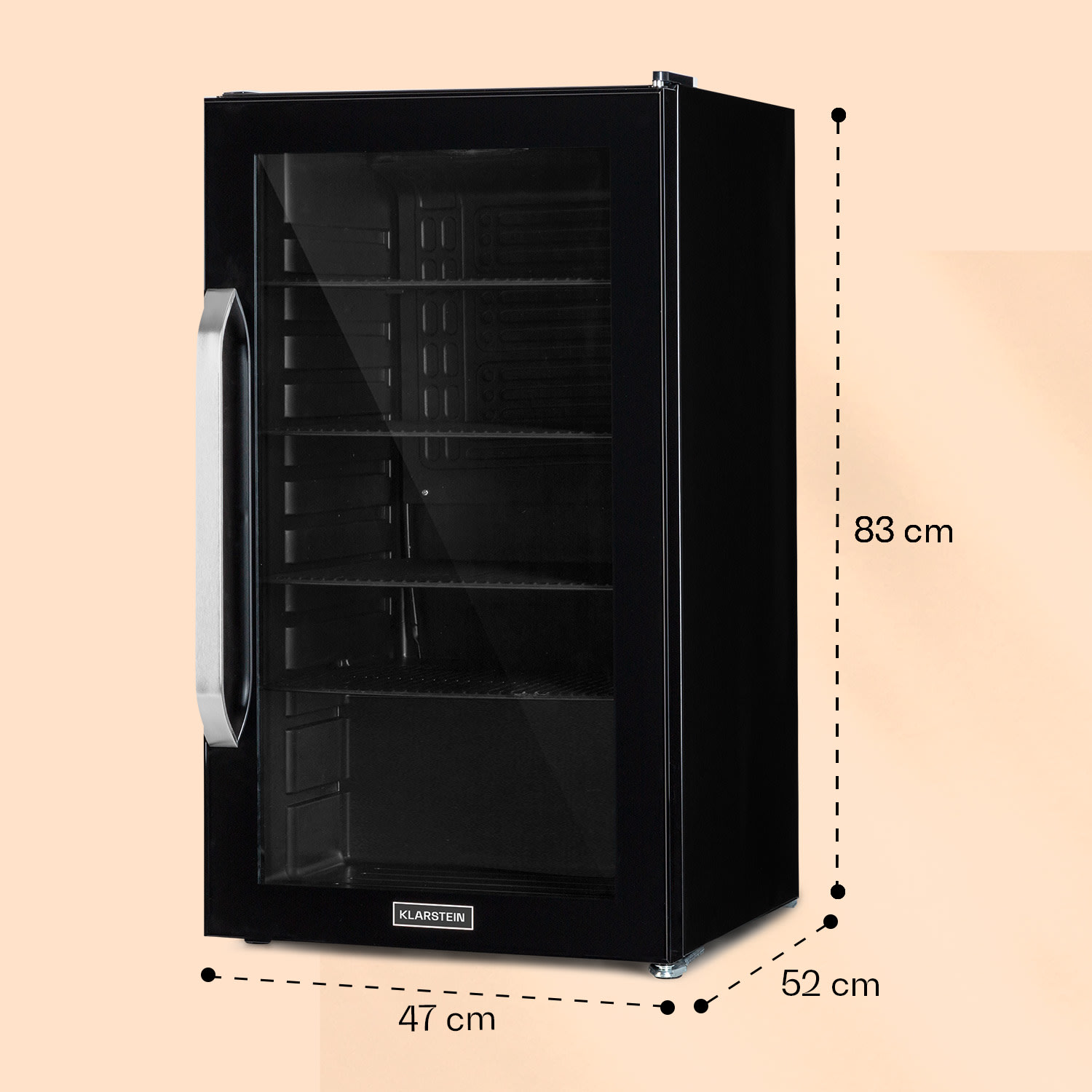 Beersafe 3XL Onyx Kühlschrank 98 Liter 4 Böden Panoramaglastür  98 Ltr | Schwarz