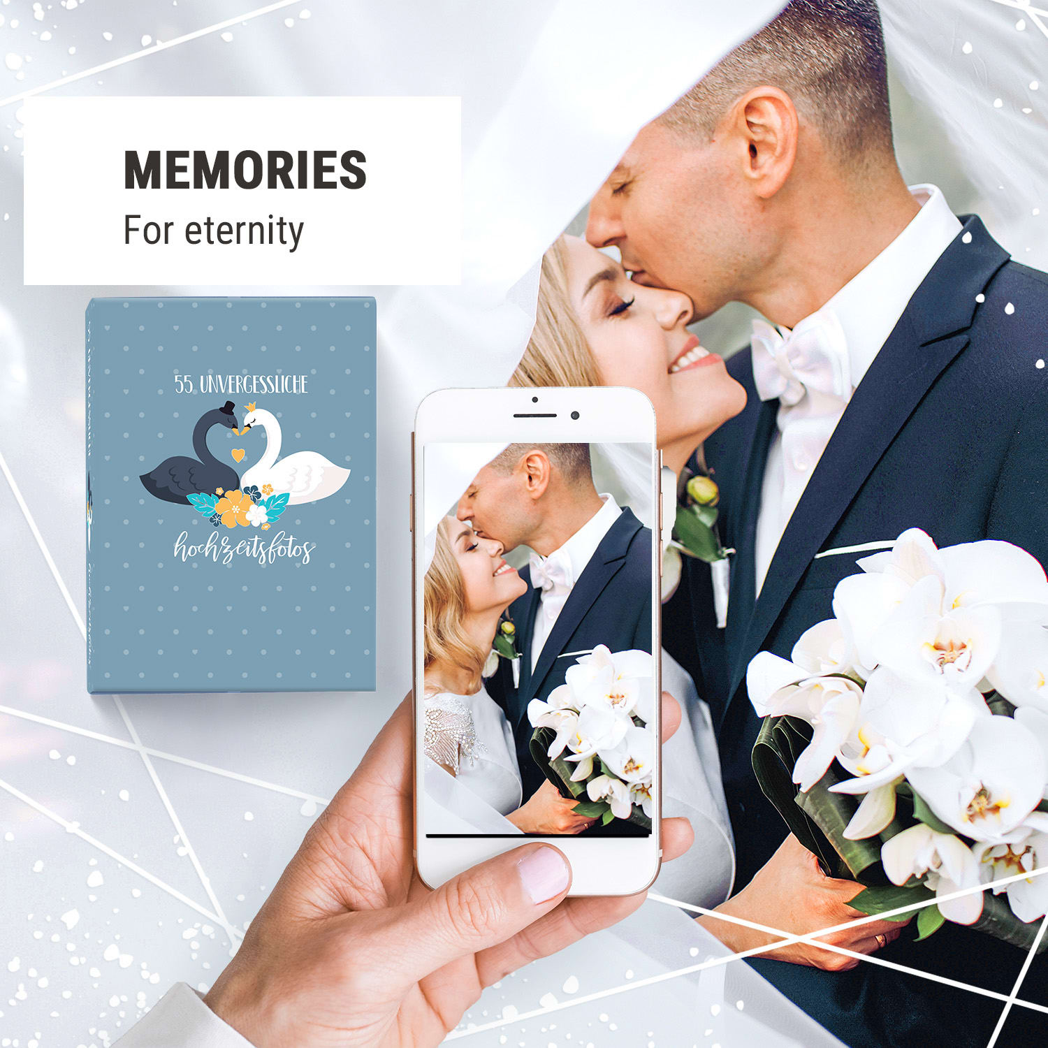 55 unvergessliche Hochzeitsbilder/55 niezapomnianych zdjęć ślubnych, gra fotograficzna, 55 kart, format kieszonkowy, język niemiecki 