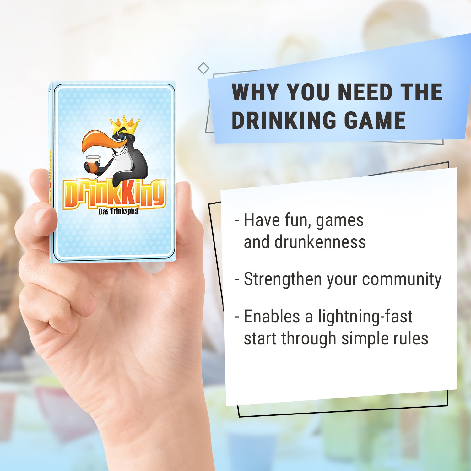 DrinkKing Alkoholická hra 55 karet Hráči: 2-8 Věk: 18+ 