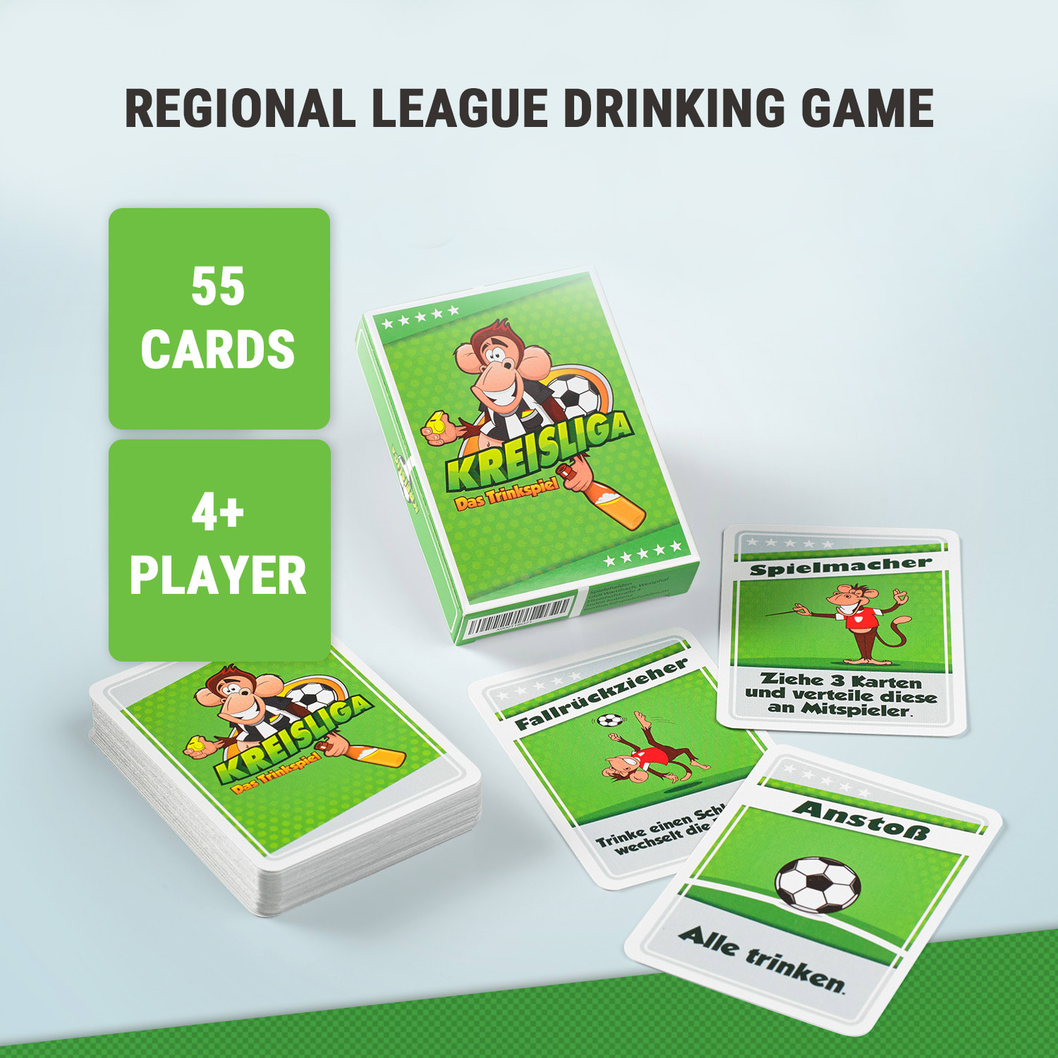 Okresní liga Alkoholový fotbal 55 hracích karet v kapesním formátu 