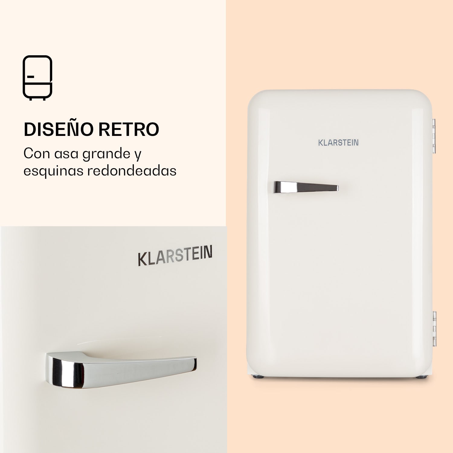 Mini nevera retro Audrey 70 Litros 3 baldas 2 compartimentos en la puerta iluminación interior 70 L | Crema Vintage