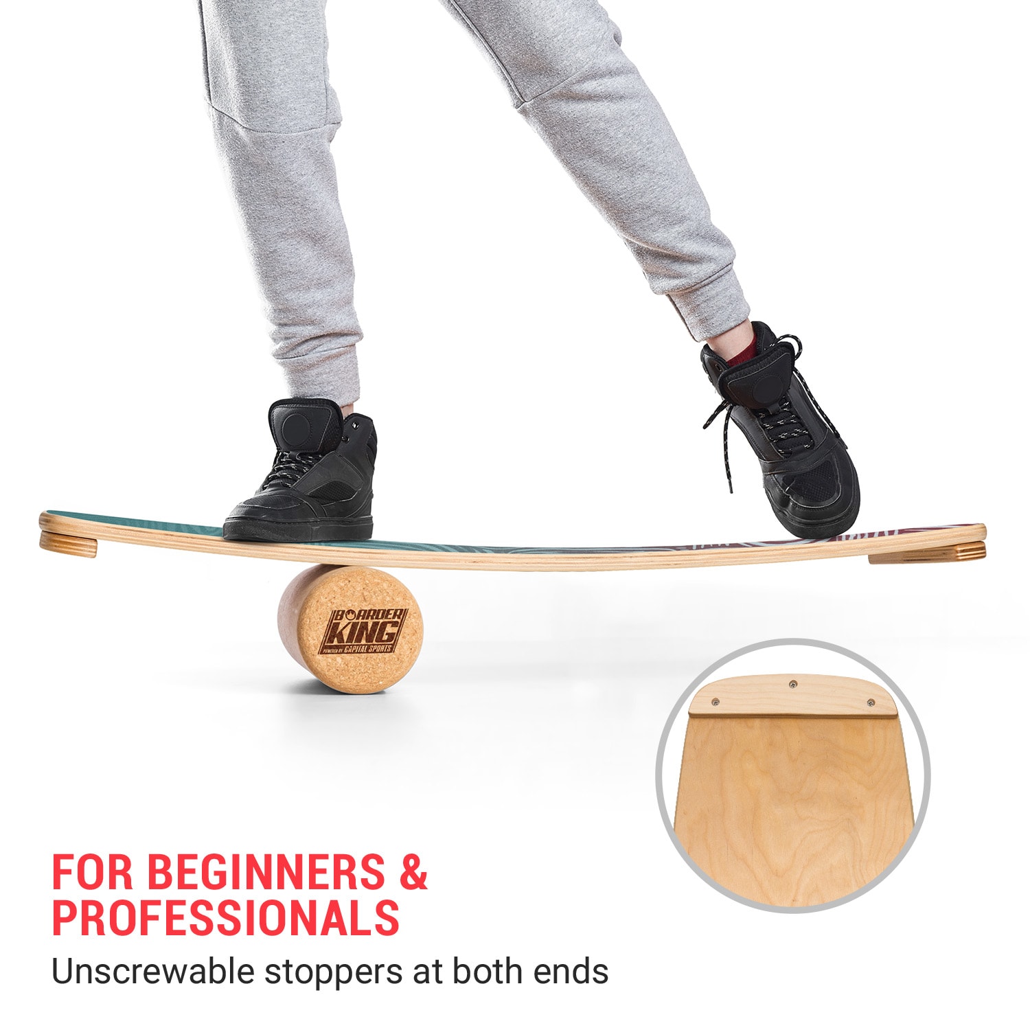 Indoorboard Curved, egyensúlyozó deszka, alátét, henger, fa/parafa 