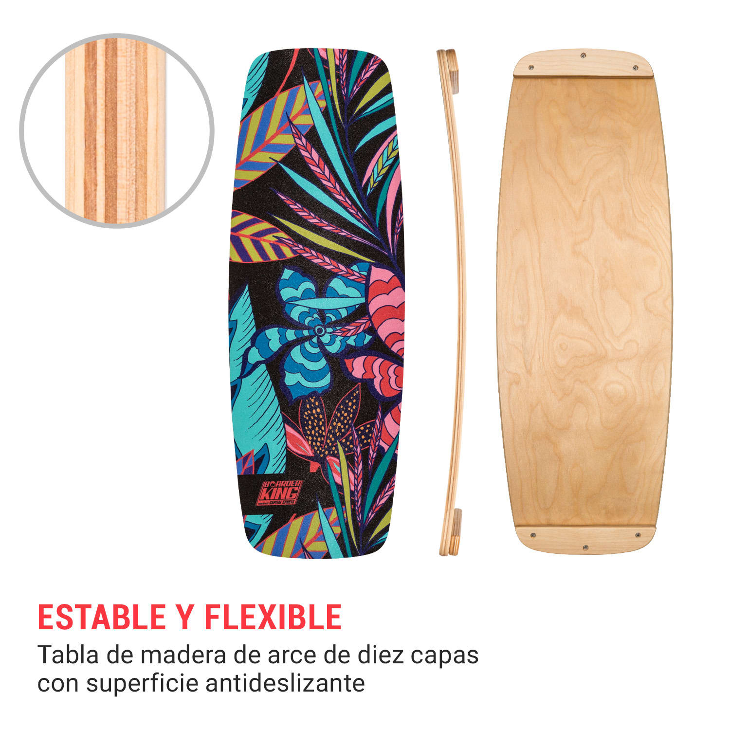 Tabla de equilibrio curva para interiores + esterilla + Rollo de madera / corcho Expressionist