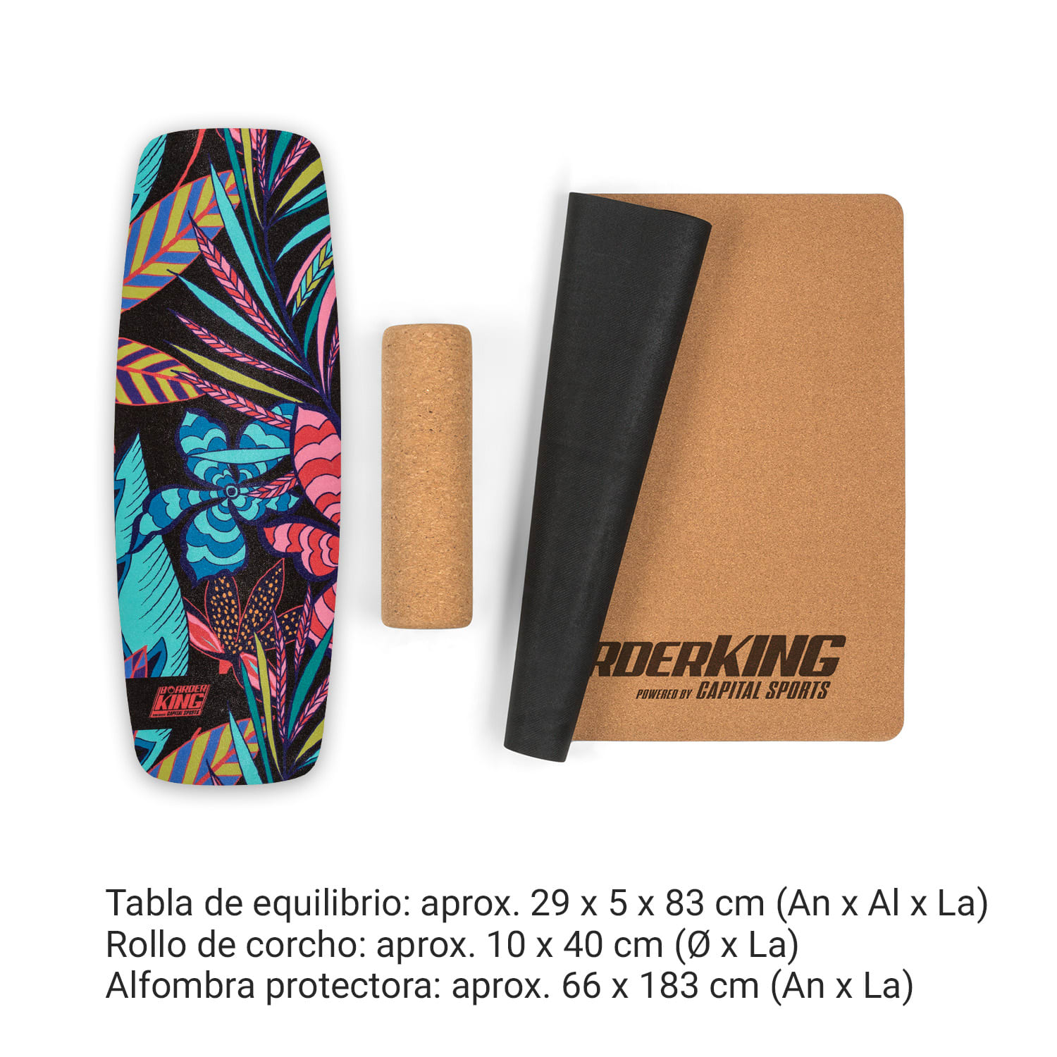 Tabla de equilibrio curva para interiores + esterilla + Rollo de madera / corcho Expressionist