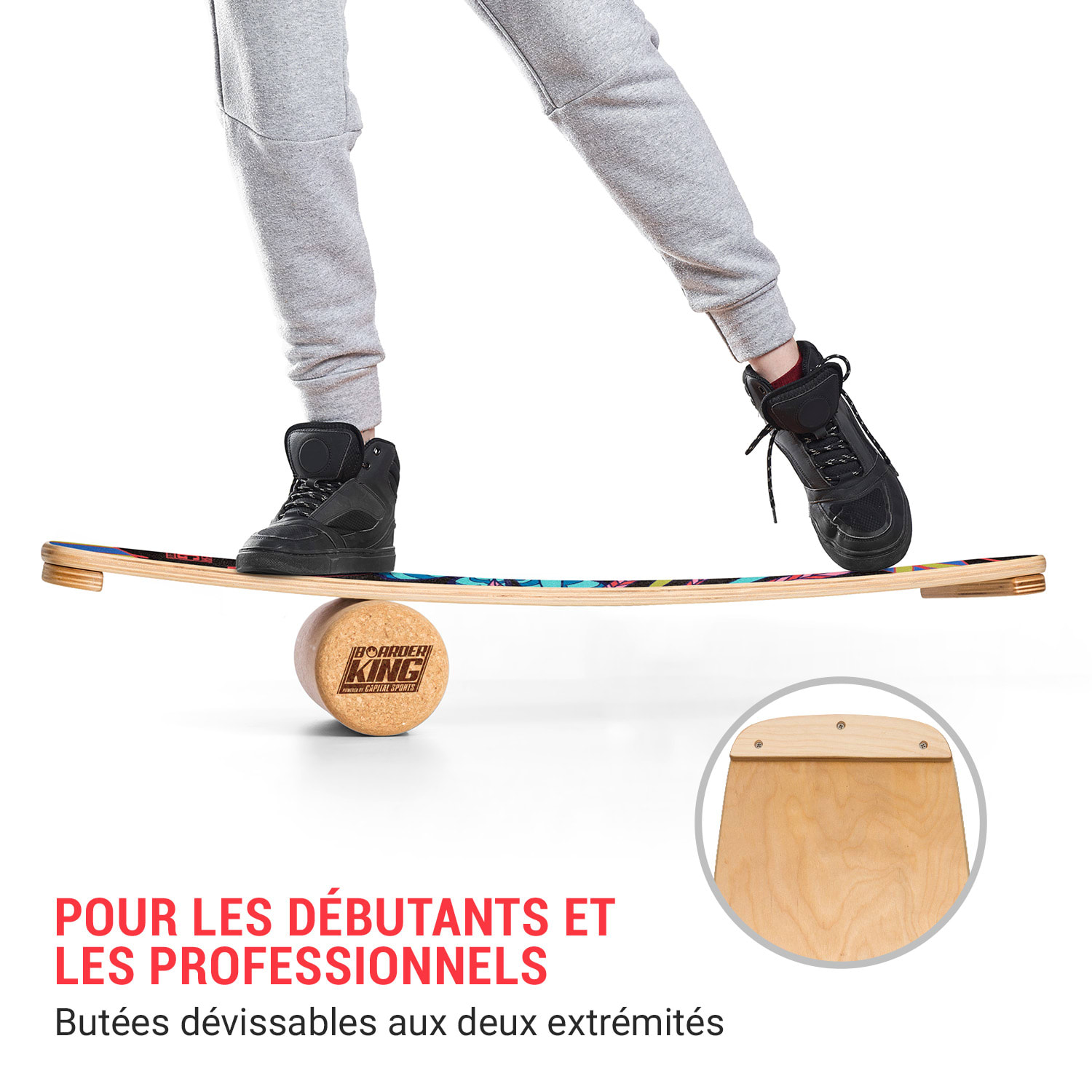 Indoor board Curved balance board + mat + roller hout / kurk Expressionist