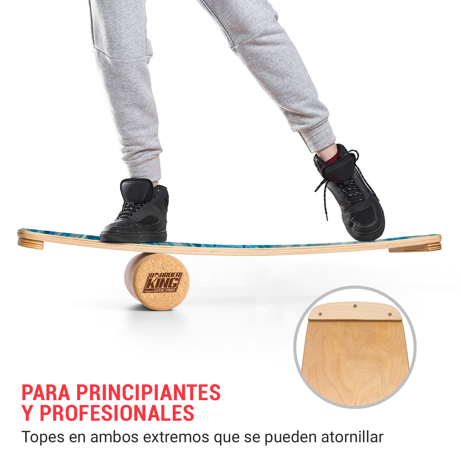 Tabla de equilibrio curva para interiores + esterilla + Rollo de madera / corcho 