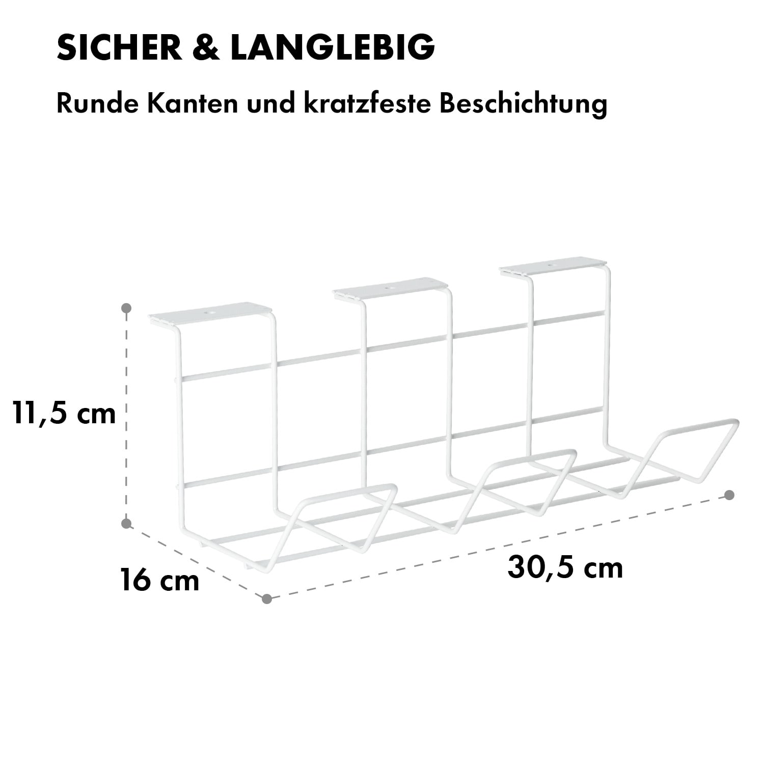 Darwin Drahtkorb für Steckdosenleisten für Schreibtische ohne Klammern | Weiß