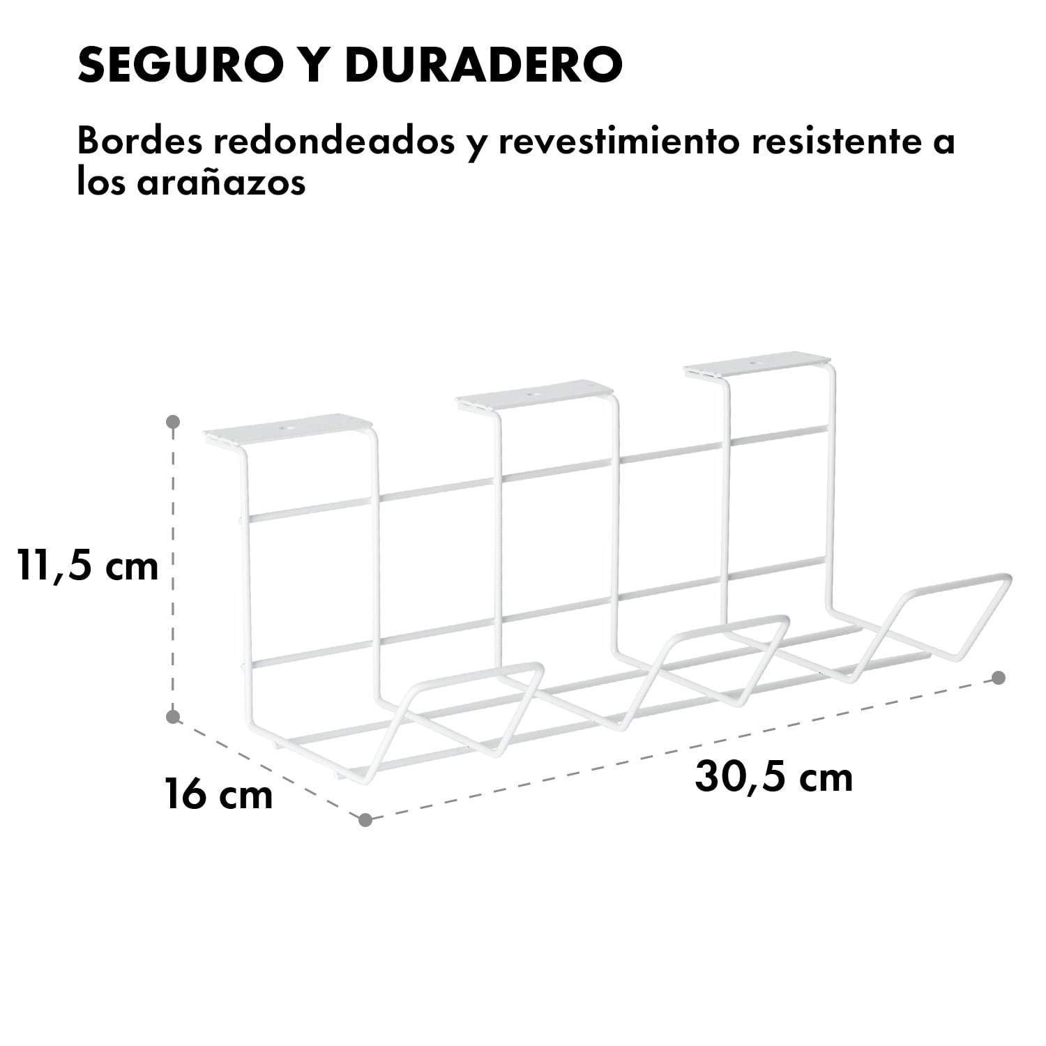 Cesta de cables Darwin para regletas de enchufe en escritorios sin abrazaderas | Blanco
