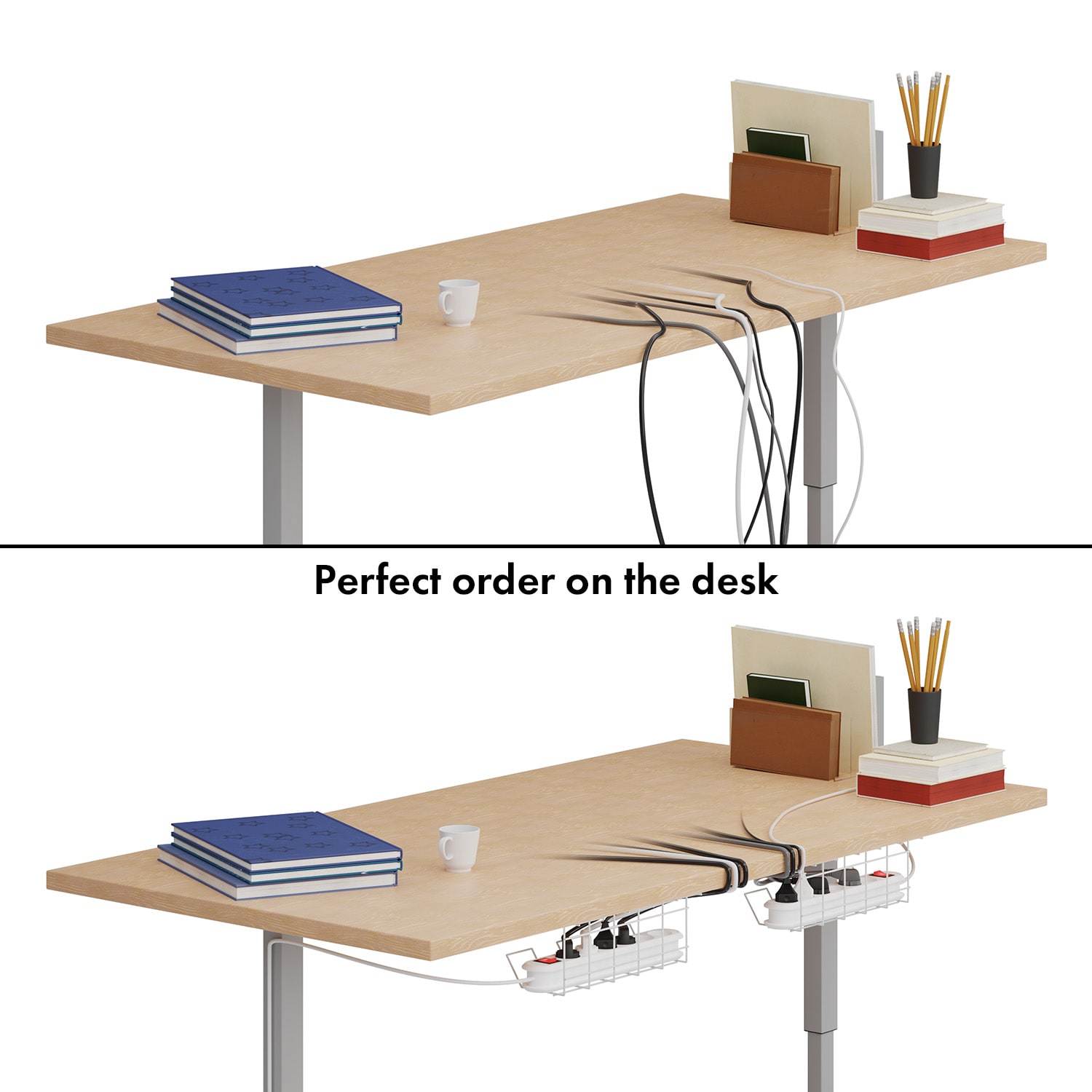 Darwin, drôtený kôš, pre stolové zásuvkové lišty bez svoriek | Biela