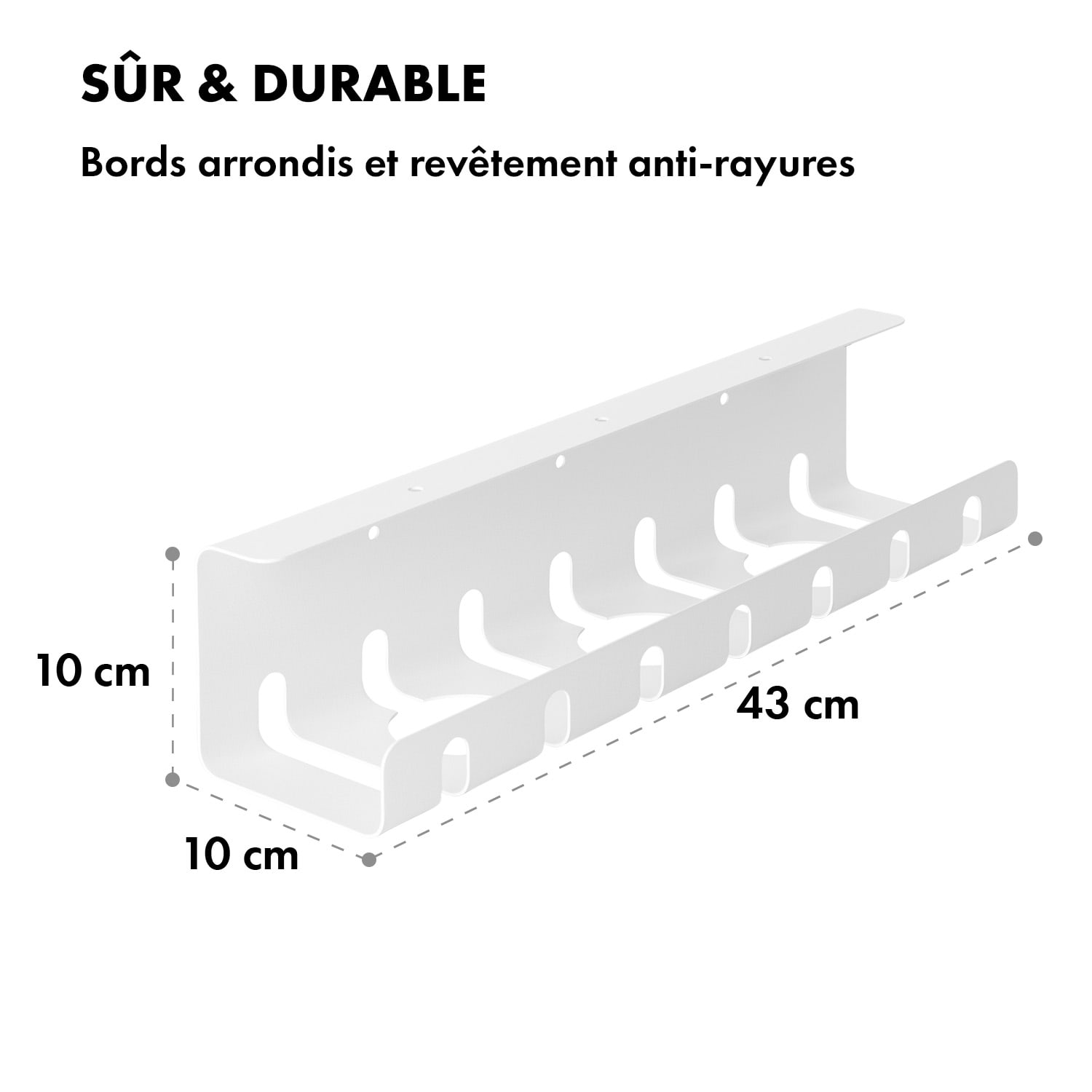 Tacora chemin de câbles pour bloc multiprise de bureau  Blanc