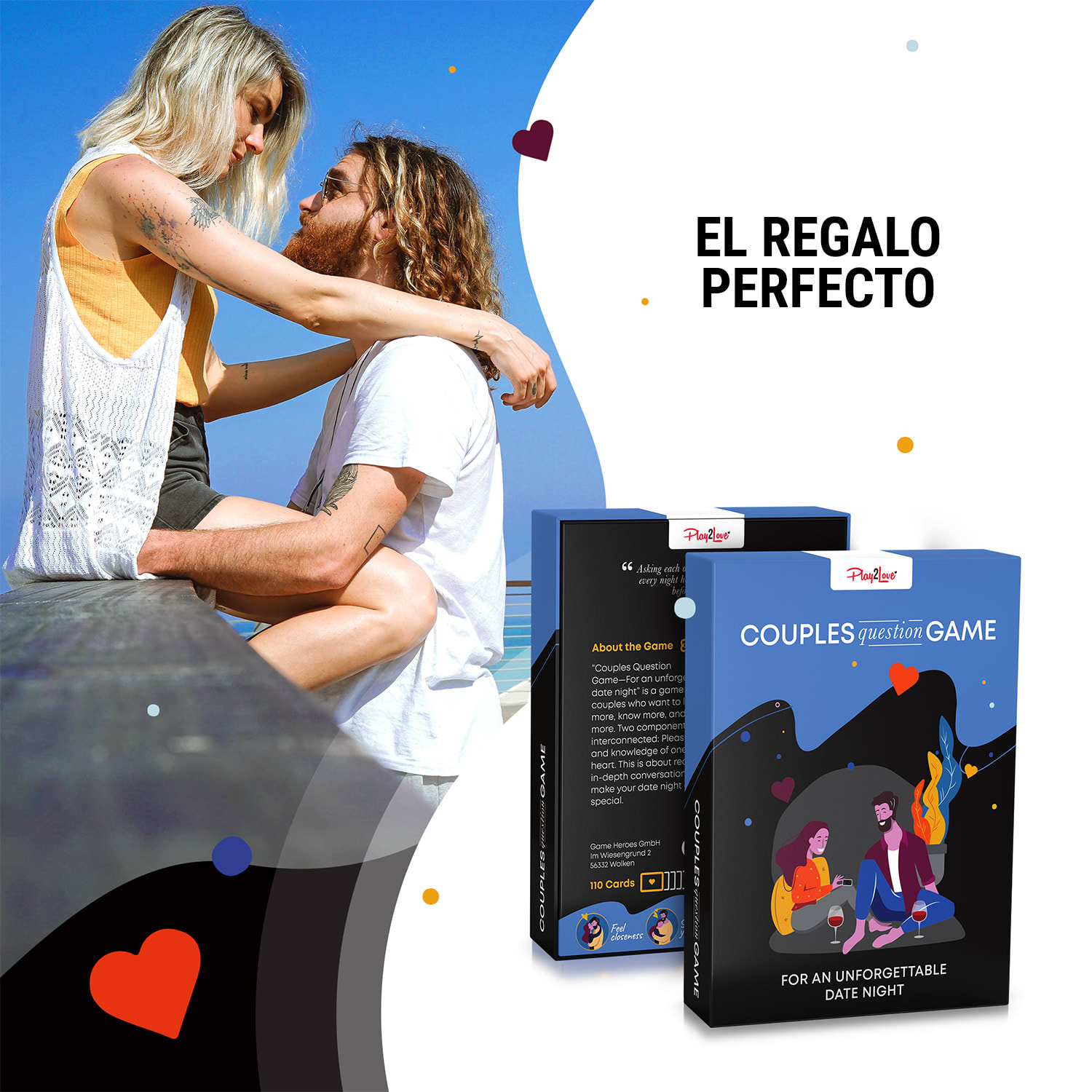 Juego de preguntas para parejas - para una cita inolvidable  Juego de cartas para parejas 