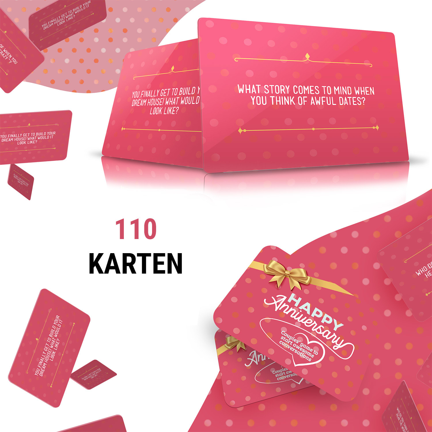 Happy Anniversary Kartenspiel für Paare 110 Fragen Geschenkbox 