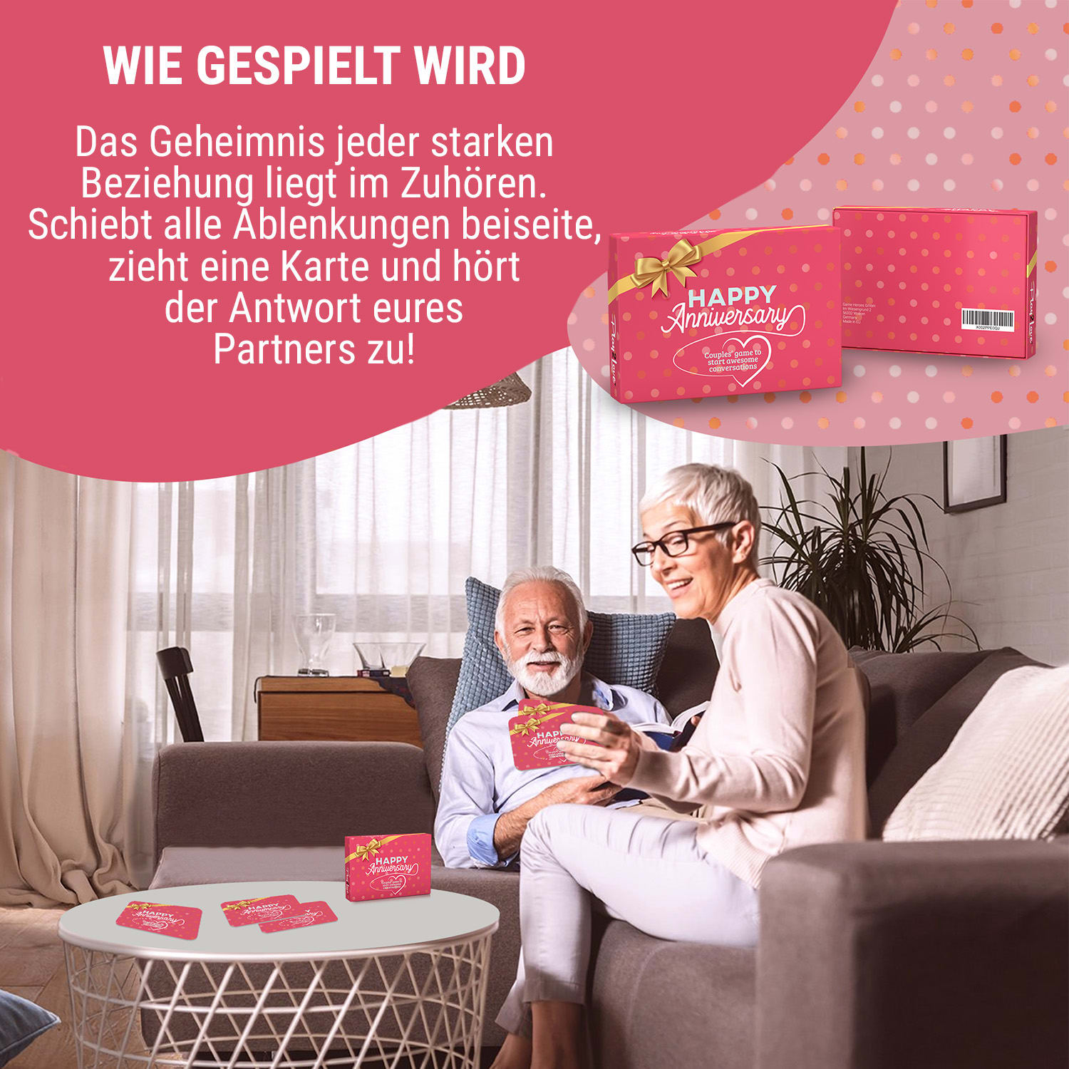 Happy Anniversary Kartenspiel für Paare 110 Fragen Geschenkbox 