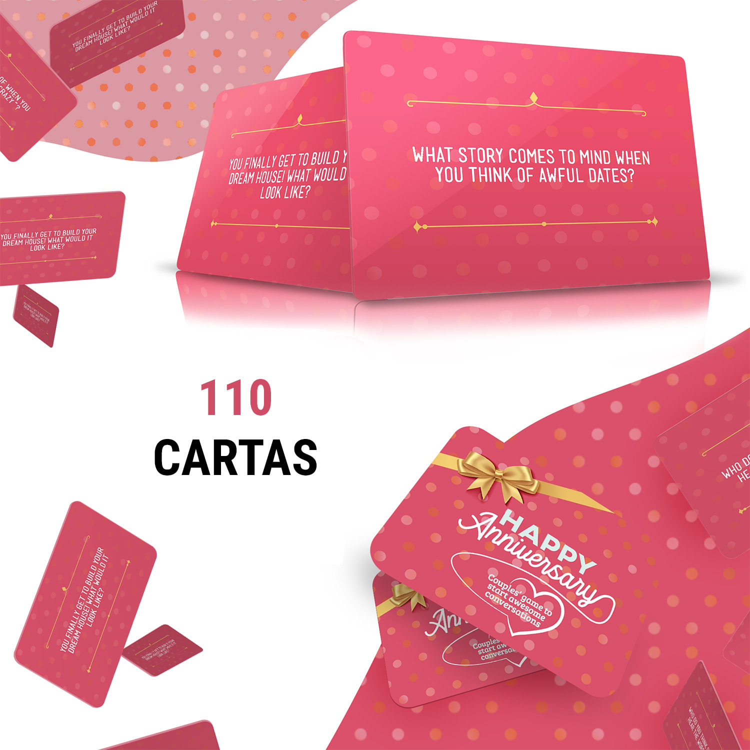 Juego de cartas de feliz aniversario para parejas Caja de regalo de 110 preguntas 