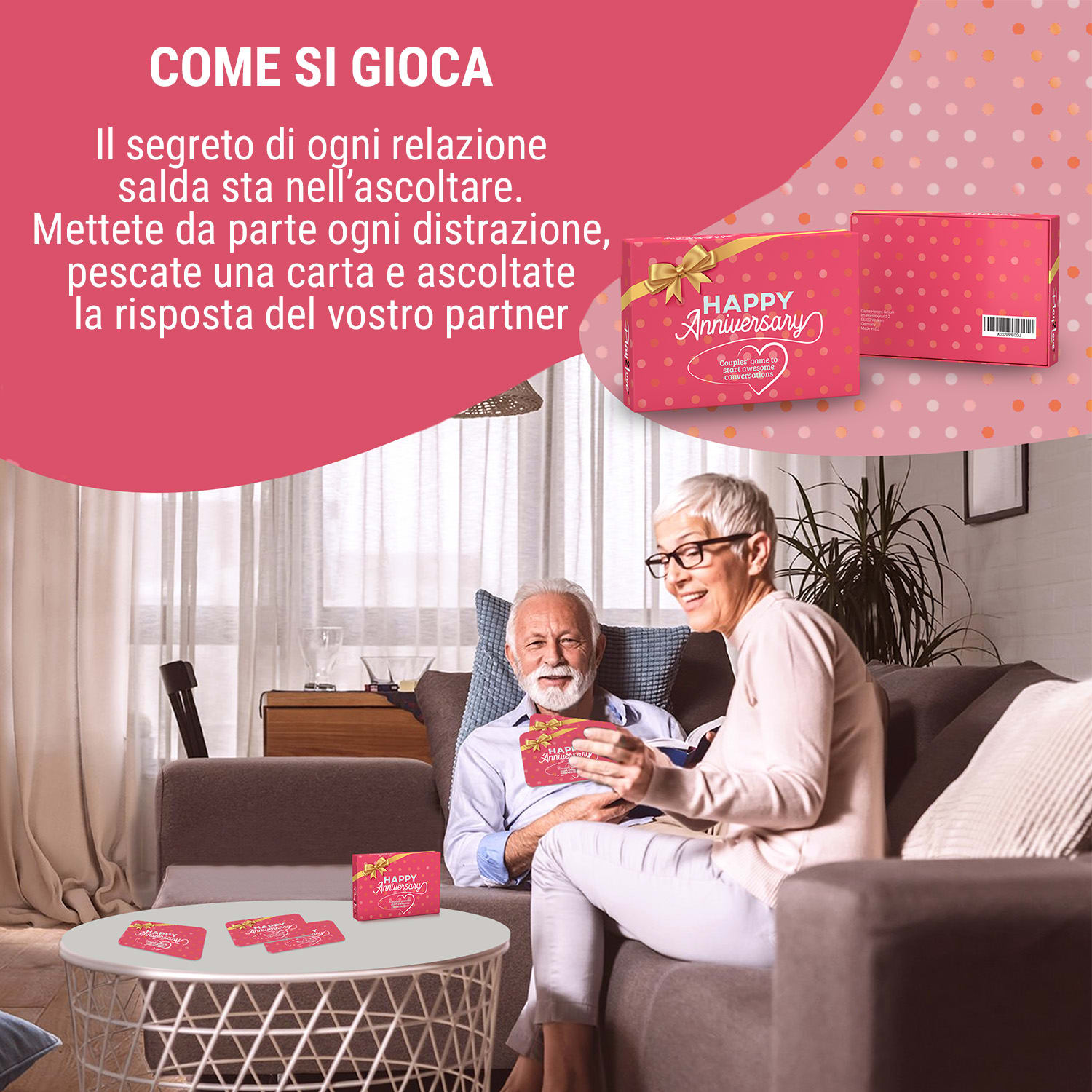 Happy Anniversary gioco di carte per coppie, 110 domande, confezione regalo 