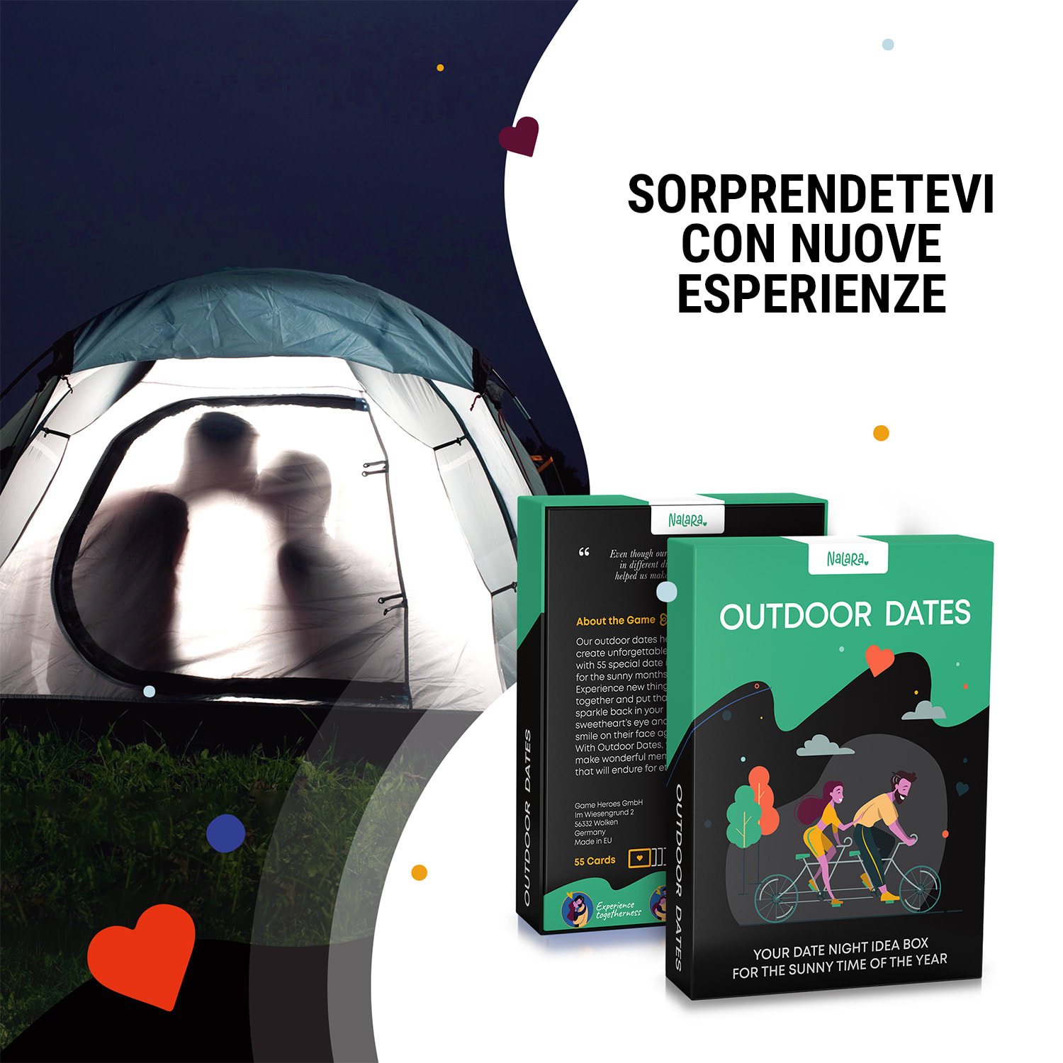 Outdoor Dates gioco di carte per coppie, 55 idee accurate per appuntamenti,  regalo di nozze 