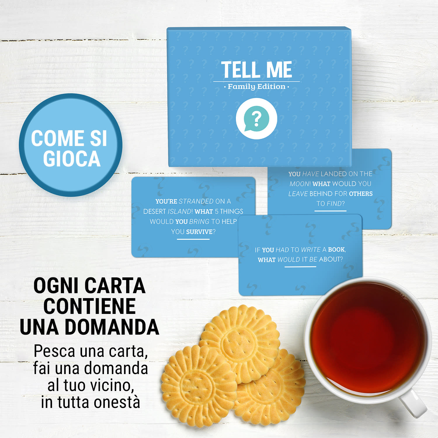 Tell me... Family Edition gioco di conoscenza, 100+ domande, giocatori:  2+, età: 8+ anni 