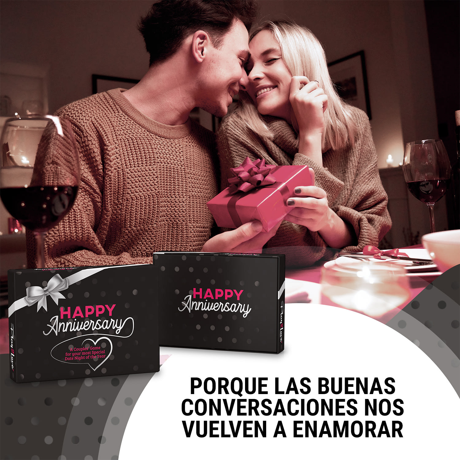 Happy Anniversary Black Edition Juego de cartas para parejas 110 preguntas Caja de regalo 