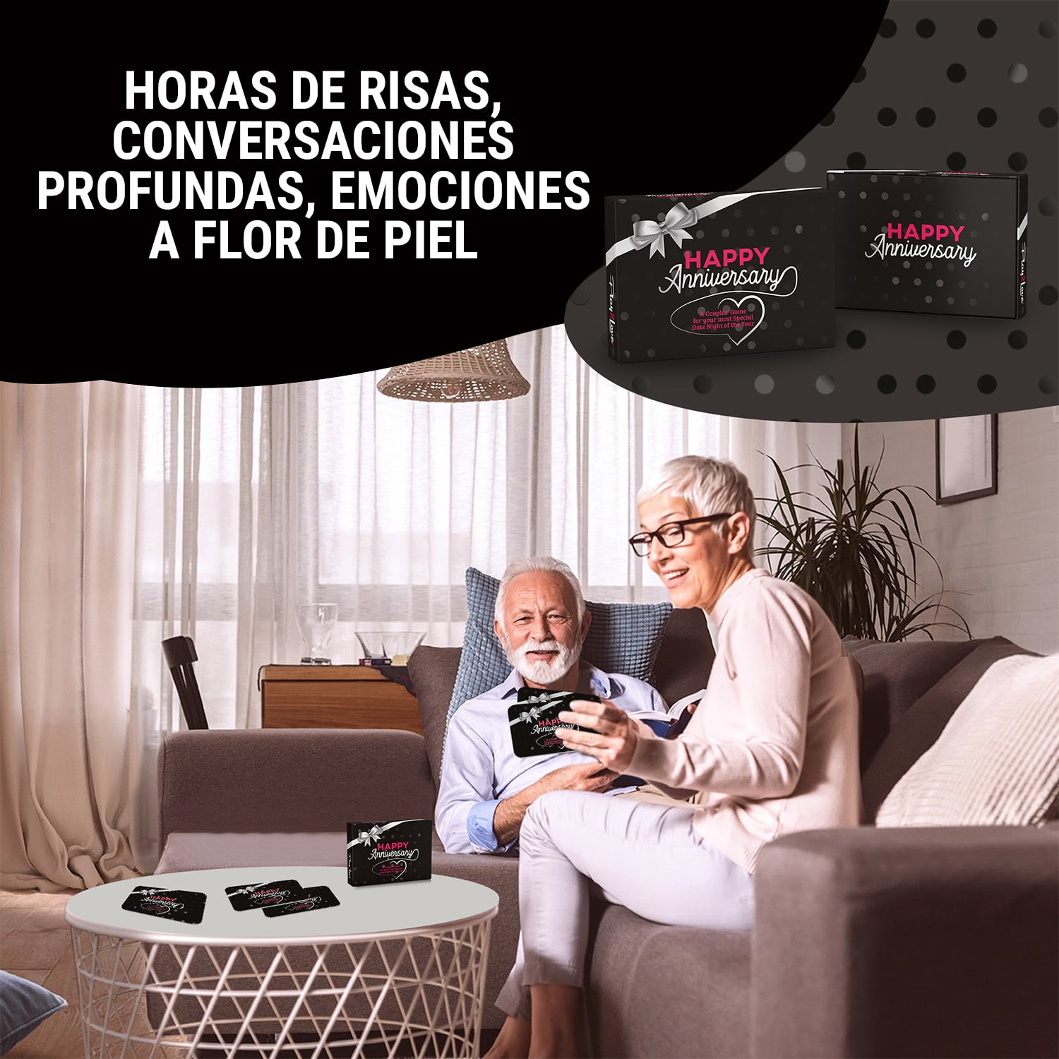 Happy Anniversary Black Edition Juego de cartas para parejas 110 preguntas Caja de regalo 