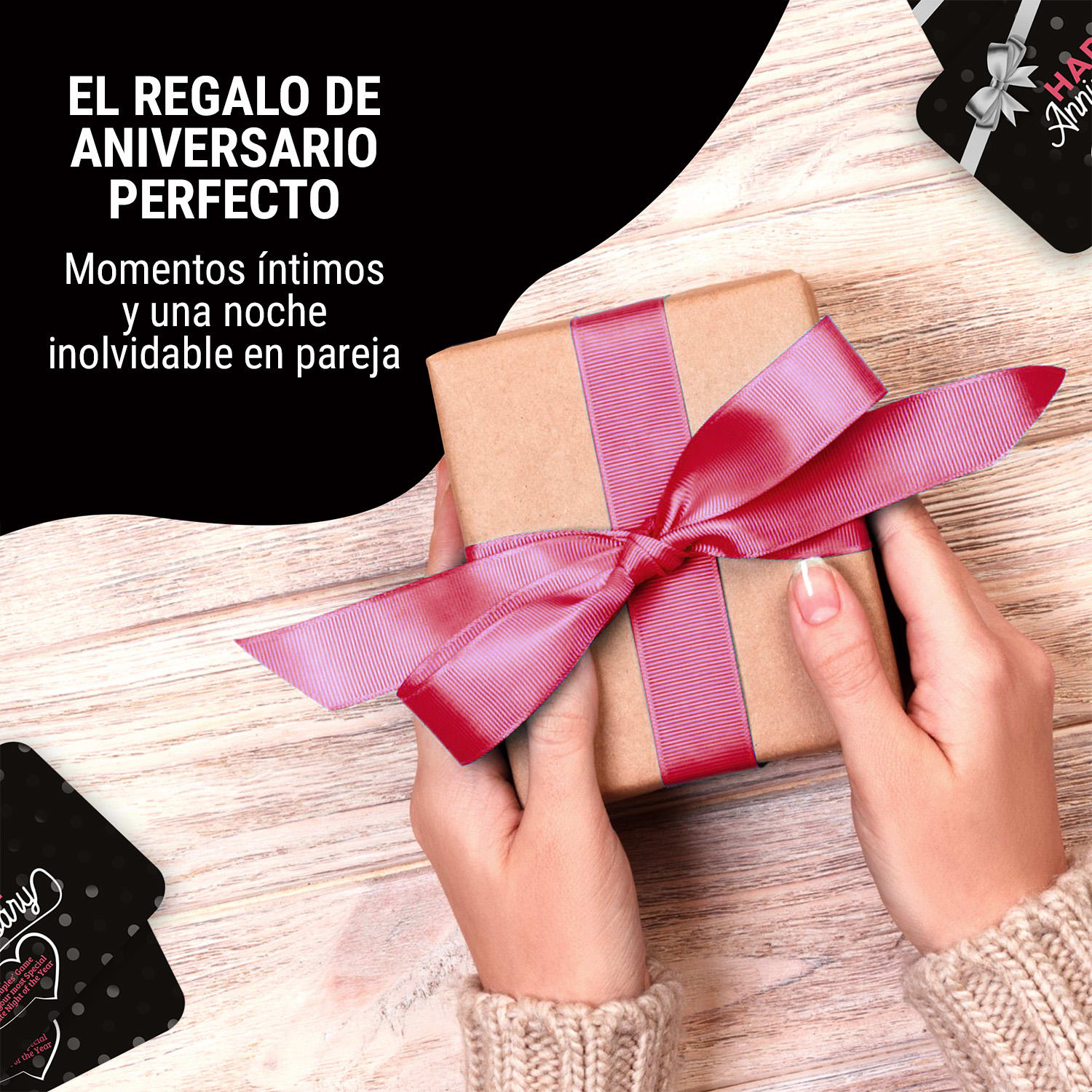 Happy Anniversary Black Edition Juego de cartas para parejas 110 preguntas Caja de regalo 