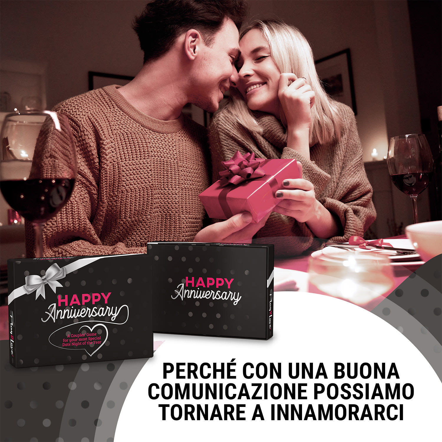 Happy Anniversary Black Edition - Gioco di carte per coppie, 110 domande, in confezione regalo 