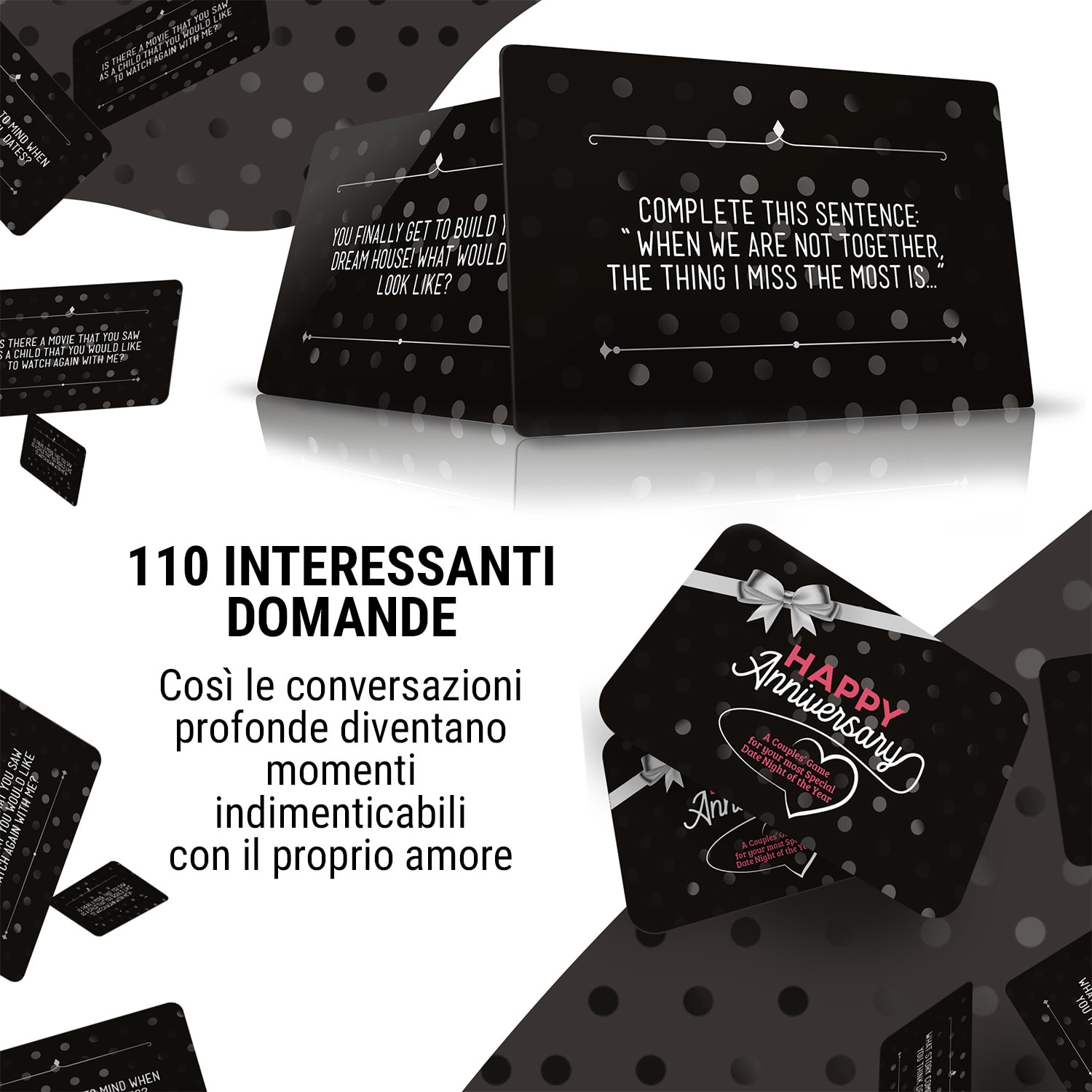 Happy Anniversary Black Edition - Gioco di carte per coppie, 110 domande, in confezione regalo 