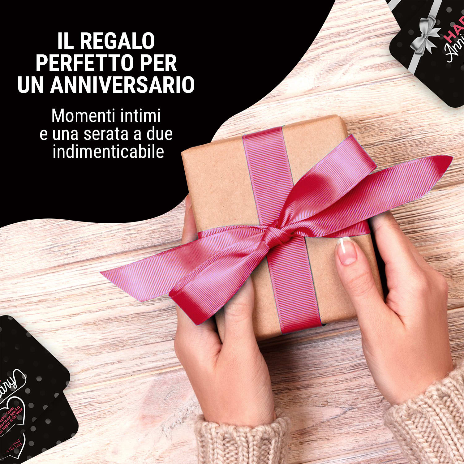 Happy Anniversary Black Edition - Gioco di carte per coppie, 110 domande, in confezione regalo 
