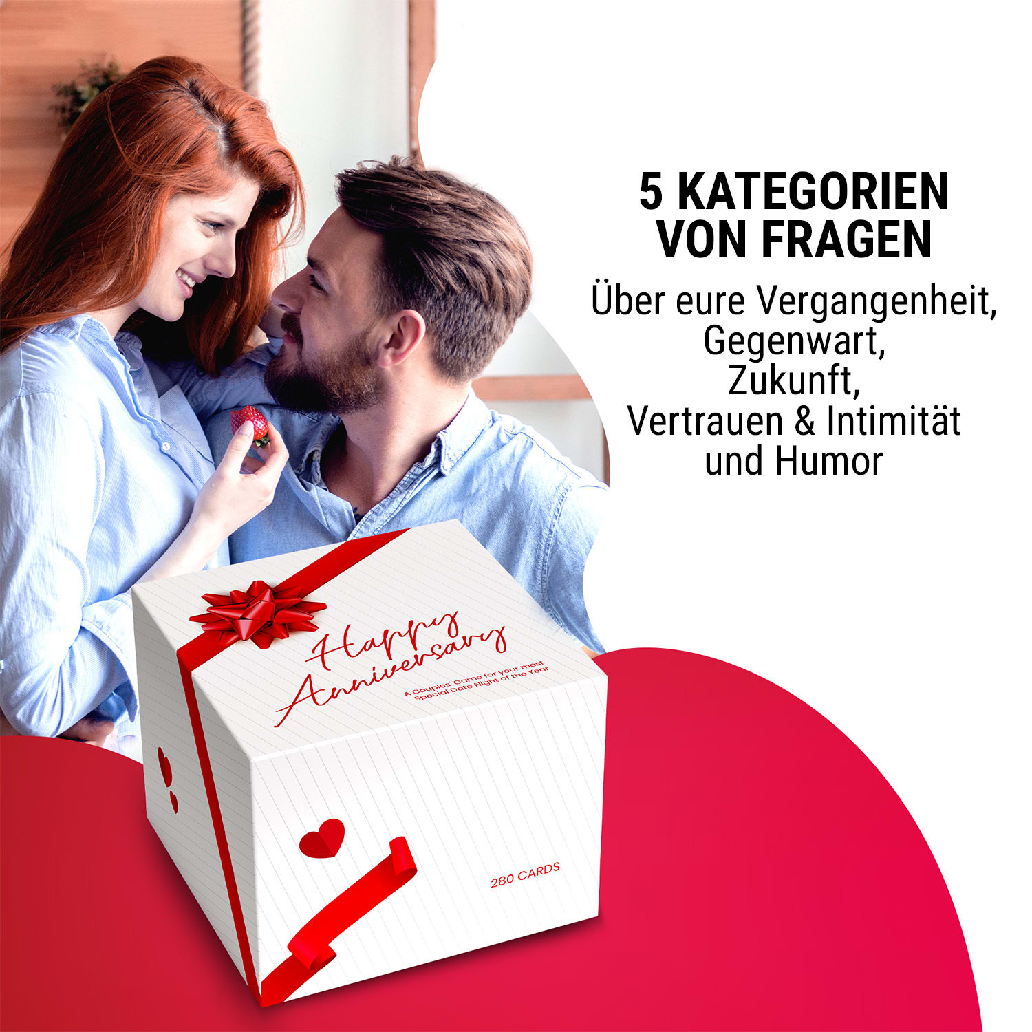 Happy Anniversary Kartenspiel für Paare 280 Fragen Geschenkbox 