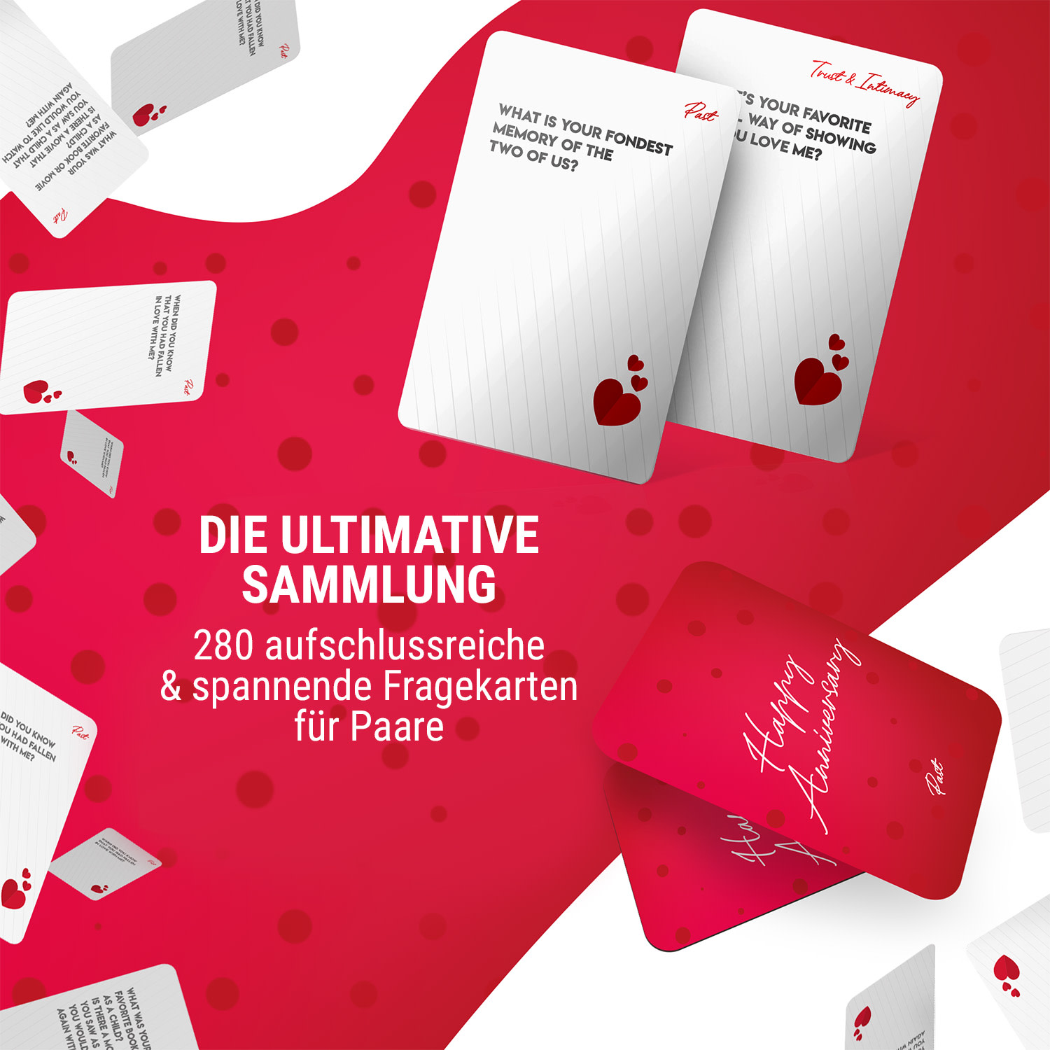 Happy Anniversary Kartenspiel für Paare 280 Fragen Geschenkbox 