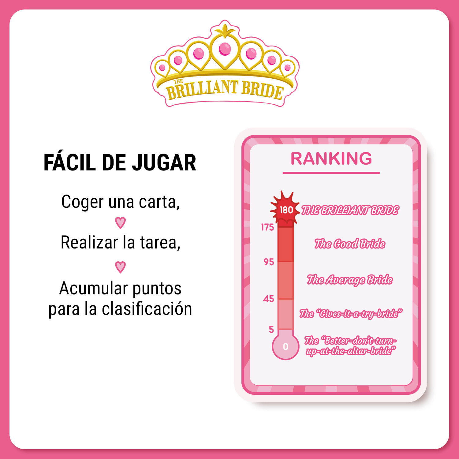 Brilliant Bride Juego de cartas Tareas divertidas Despedida de soltera Tamaño de bolsillo 