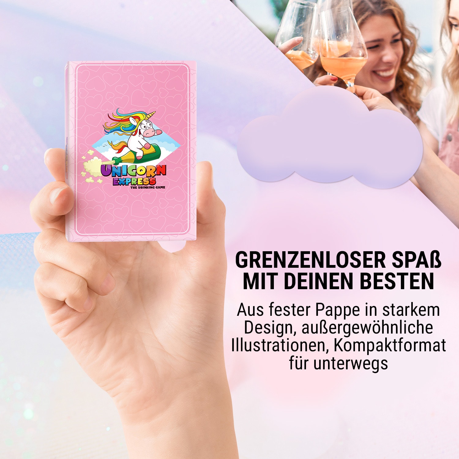 Unicorn Express Partyspiel Mädelsabend 55 Karten 