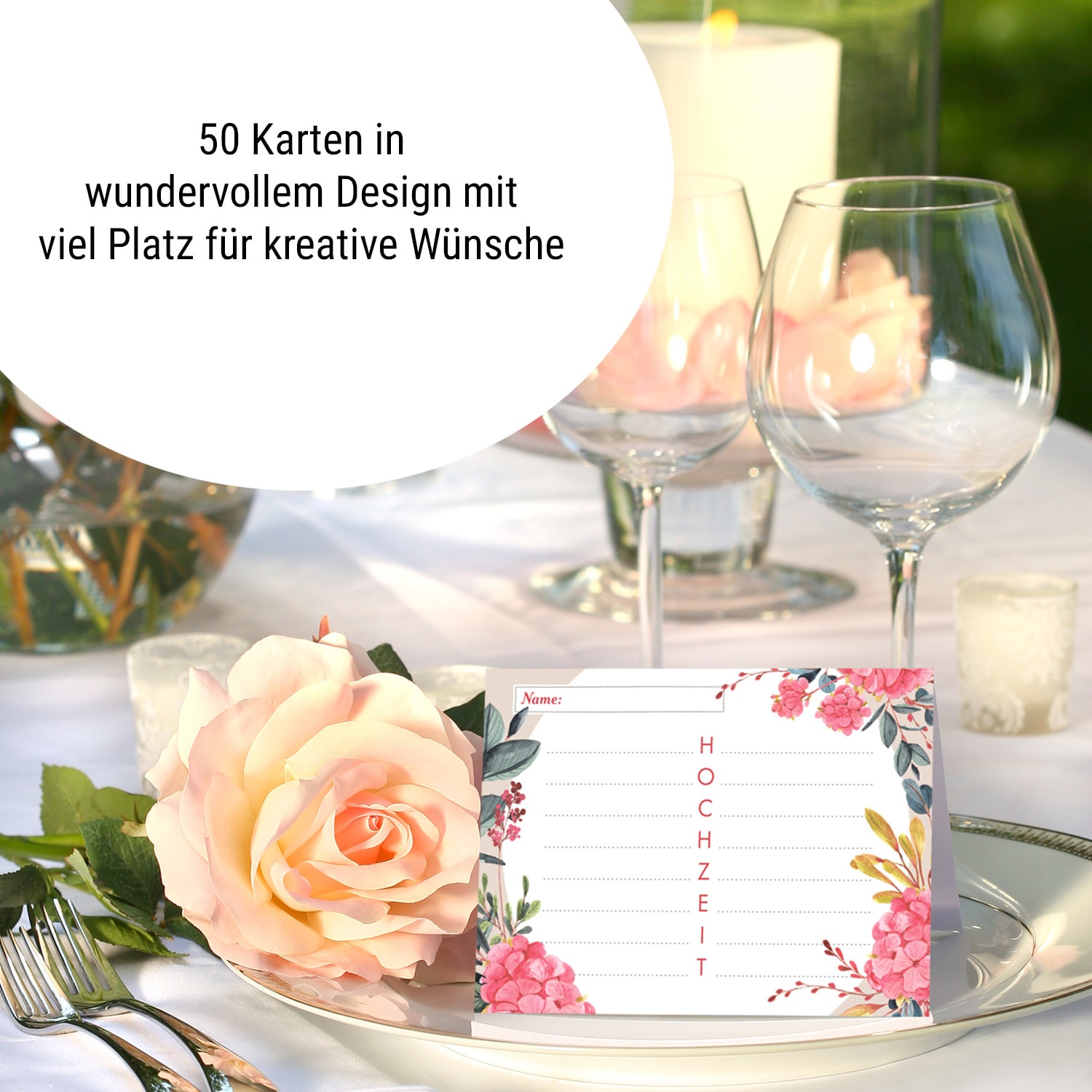 Hochzeitswünsche Grußkarten 50 St. DIN A6 300g/m²  Hochzeitsgeschenk 