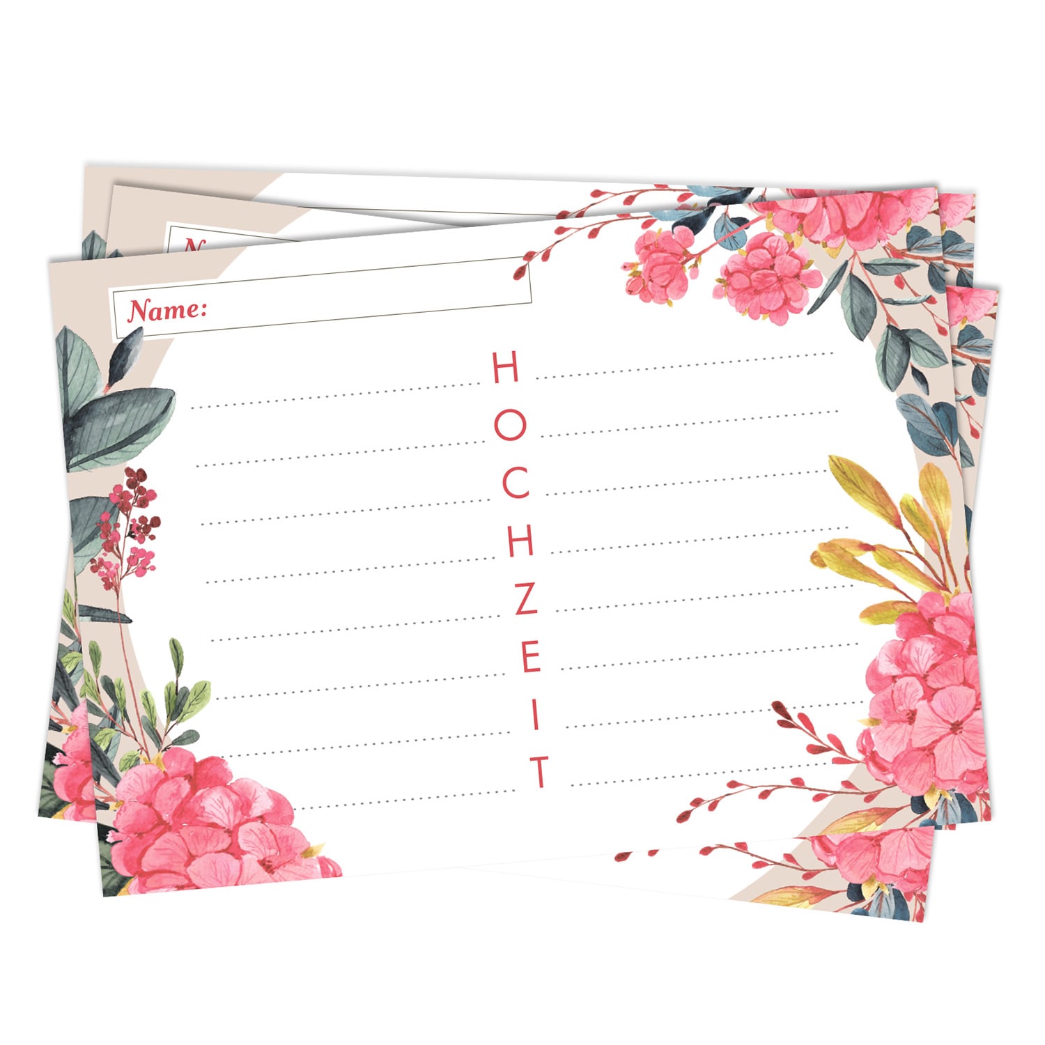 Svatební pohlednice s blahopřáním 50 ks. DIN A6 300g/m²  svatební dar 