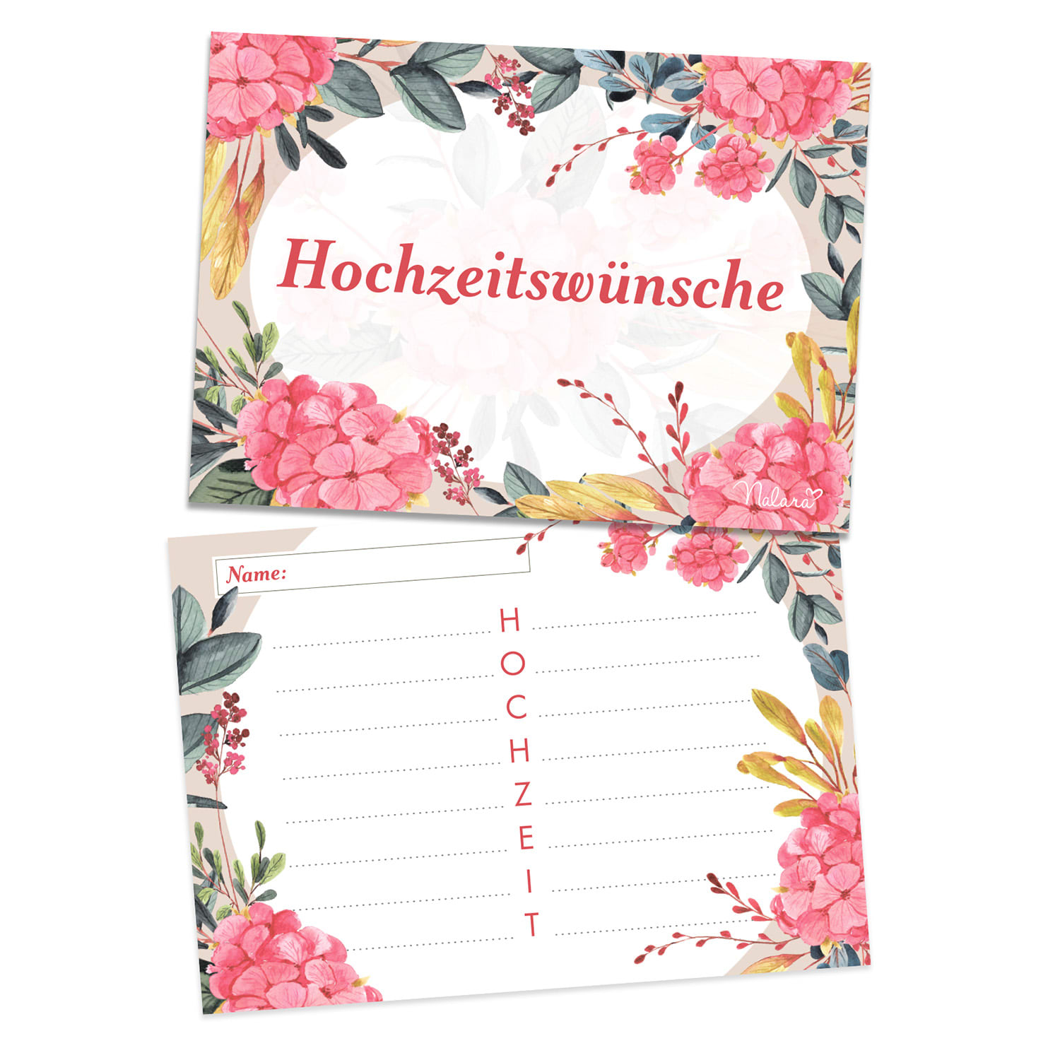 Svatební pohlednice s blahopřáním 50 ks. DIN A6 300g/m²  svatební dar 