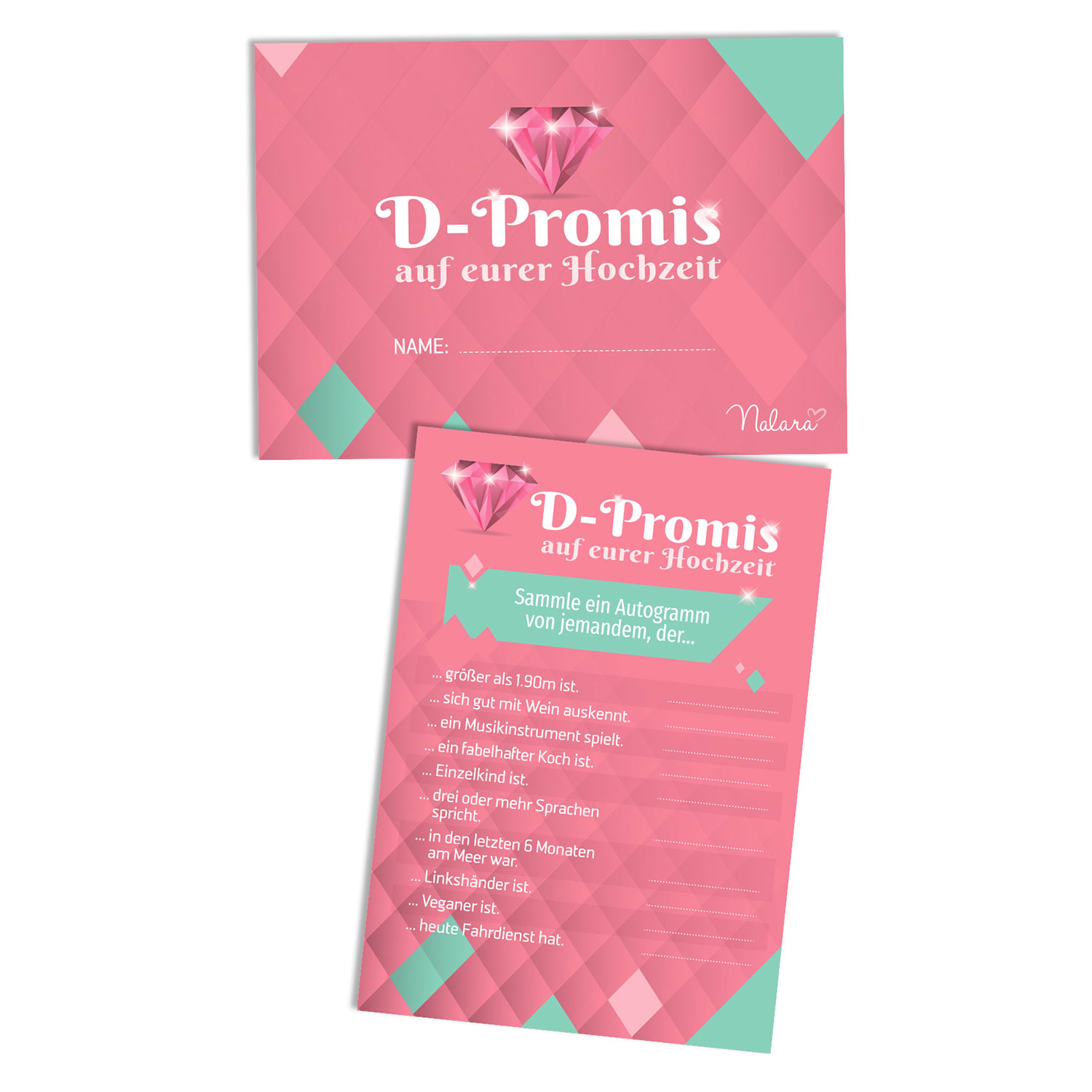 D Celebrity 10 otázok o vlastnostiach 50 ks.   Dizajn srdcaDIN A5 