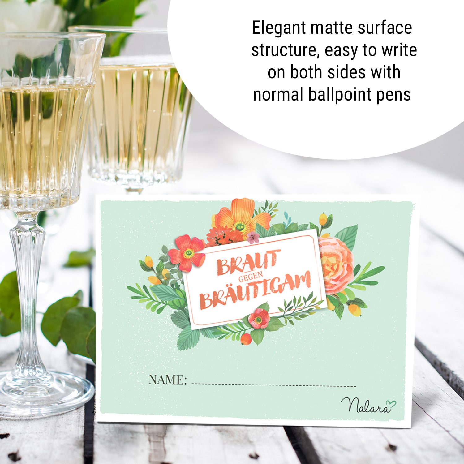 Joc de nuntă Mireasă vs. Mire Întrebări despre mireasă și mire 50buc. DIN A5 