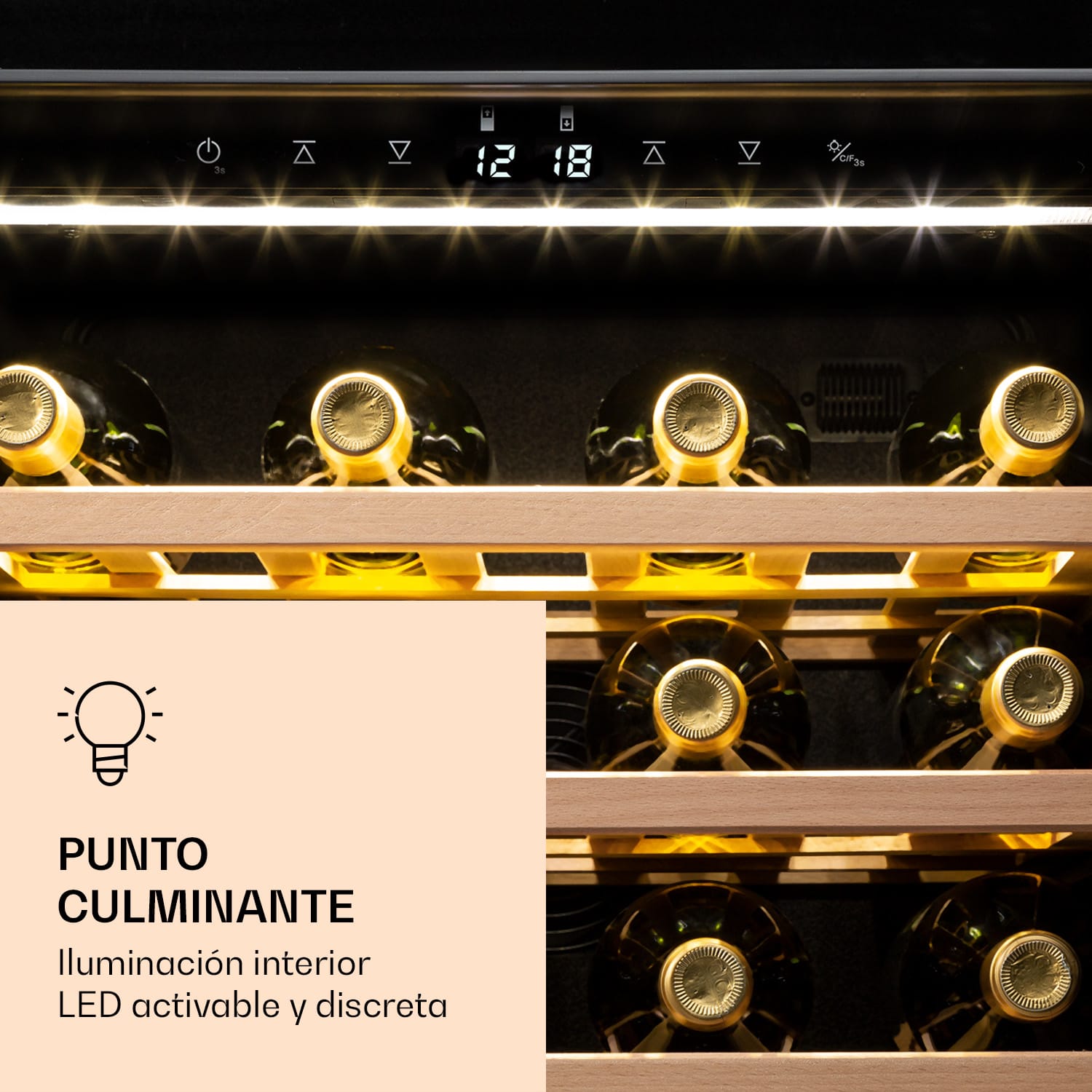 Klarstein Vinamour 77 Duo nevera para vinos 191 litros 5 - 20 °C 2 zonas de refrigeración  77 botellas | 2 zonas de refrigeración | Acero Inoxidable