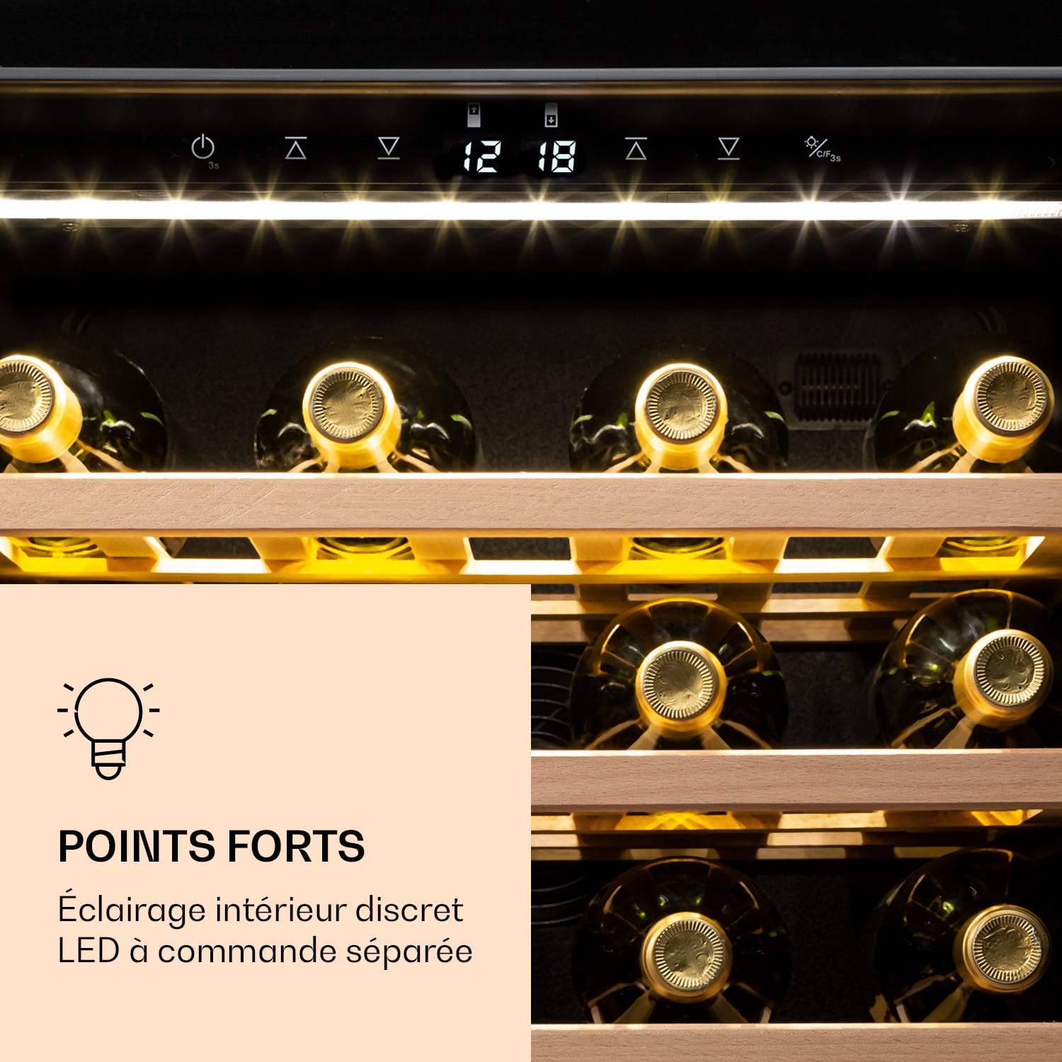 Klarstein Vinamour 77 Duo Cave à vin 191 litres 5 - 20 °C 2 zones de réfrigération  77 bouteilles | 2 zones de conservation | Acier Inoxydable