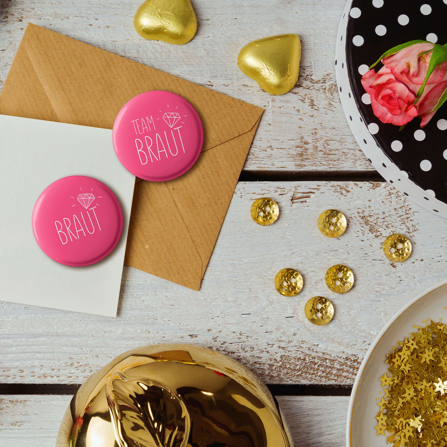 Odznaky Rosa Diamond na holčičí rozlučku se svobodou 5,6 cm extra velký dárek pro rozlučku se svobodou