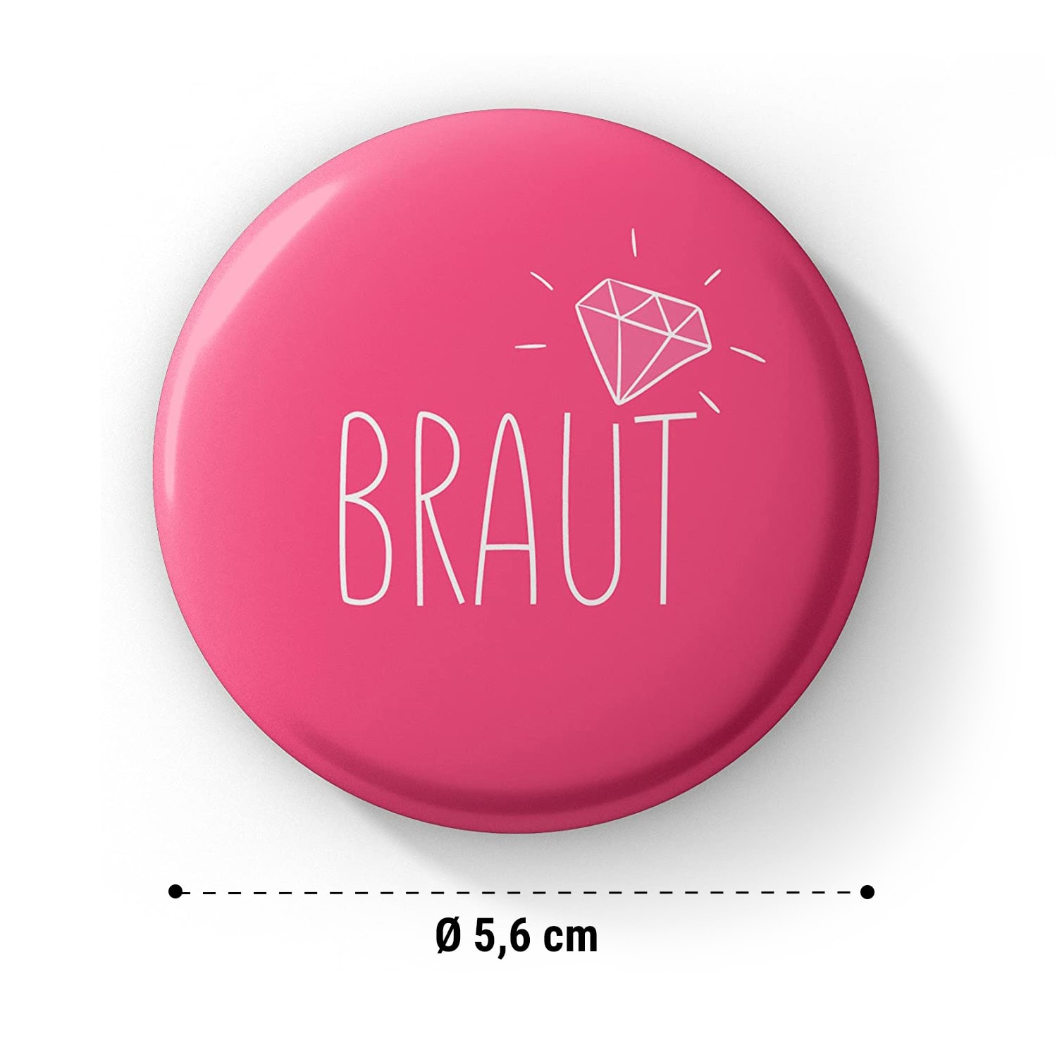 Rosa Diamond -nappit, JGA, 12 nappia, 5,6 cm, erityisen suuret, JGA-lahja 