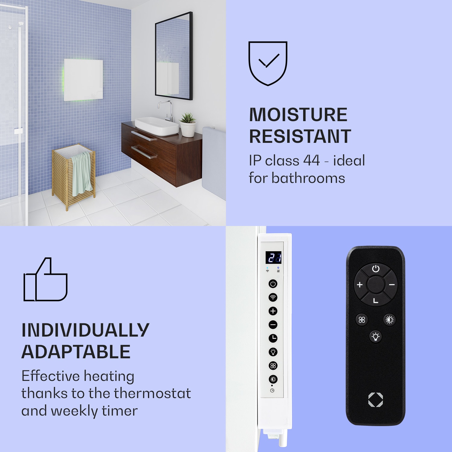 Mojave 500 pametni grijač 2 u 1 infracrveni konvektor 60x60cm 500W RGB rasvjeta 500 W (60 x 60 cm) | Bijela