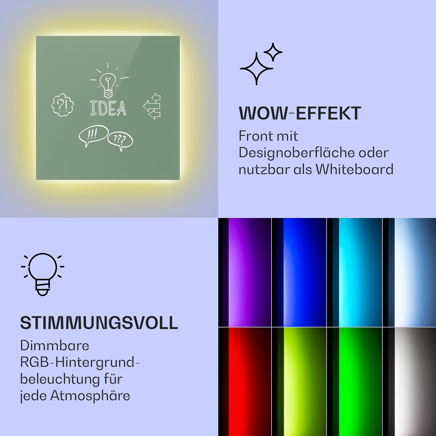 Mojave 500 smart 2-in-1 Heizgerät Infrarot Konvektor 60x60cm 500W RGB-Licht 500 W (60 x 60 cm) | Blattgrün