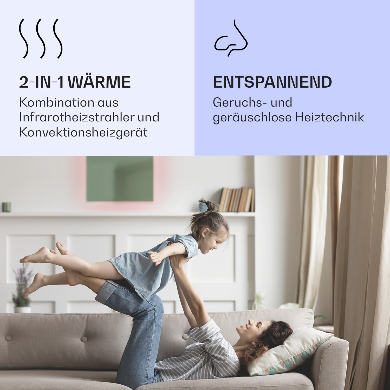 Mojave 500 smart 2-in-1 Heizgerät Infrarot Konvektor 60x60cm 500W RGB-Licht 500 W (60 x 60 cm) | Blattgrün