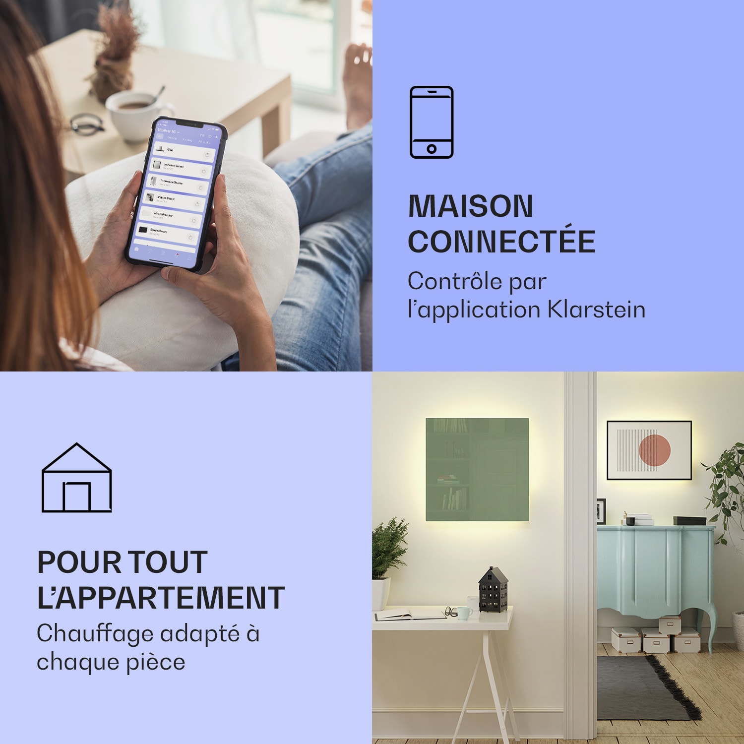 Mojave 500 smart 2-in-1 verwarming infrarood convector 60x60 cm 500 W RGB-licht 500 W (60 x 60 cm) | Bladgroen