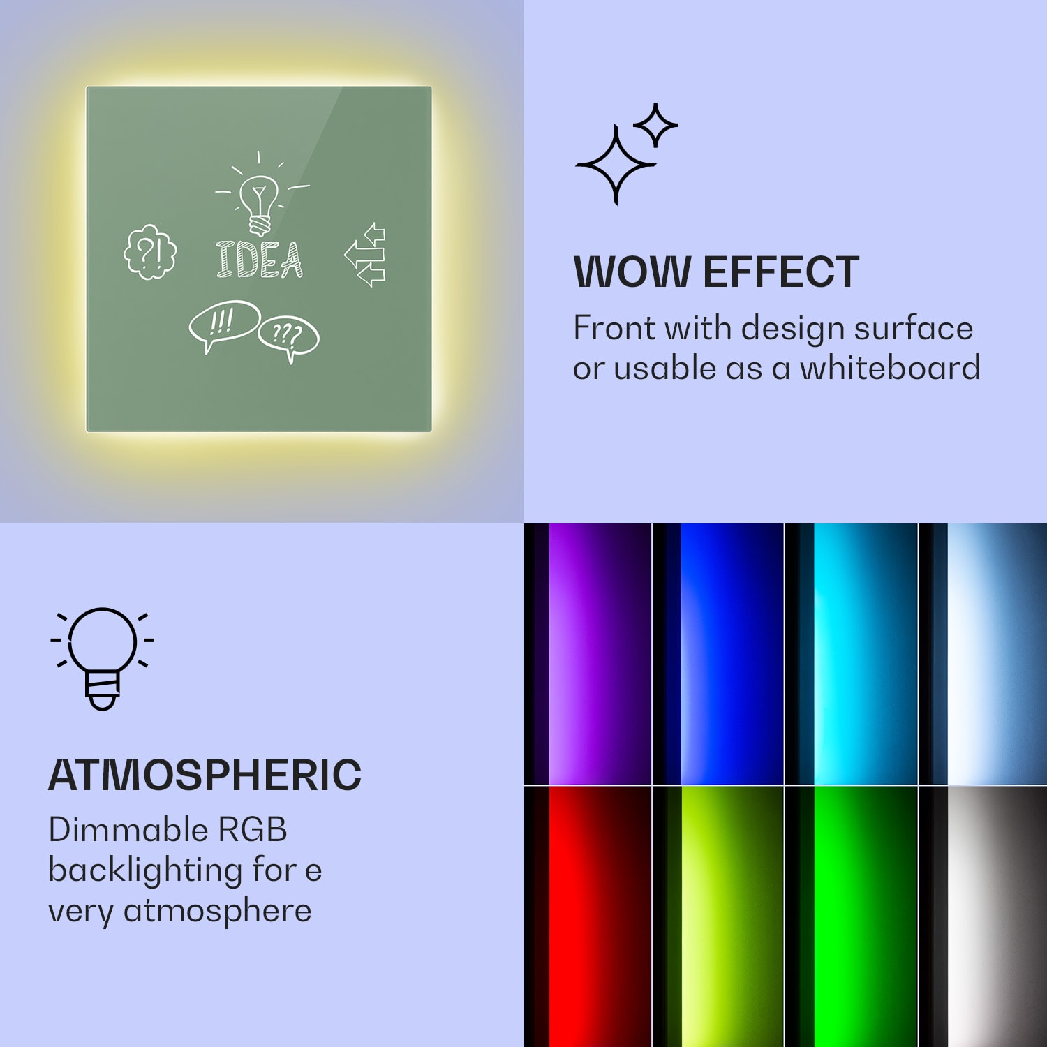 Mojave 500 smart 2-i-1-värmare infravärme konvektor 60x60cm 500W RGB-belysning 500 W (60 x 60 cm) | Bladgrön